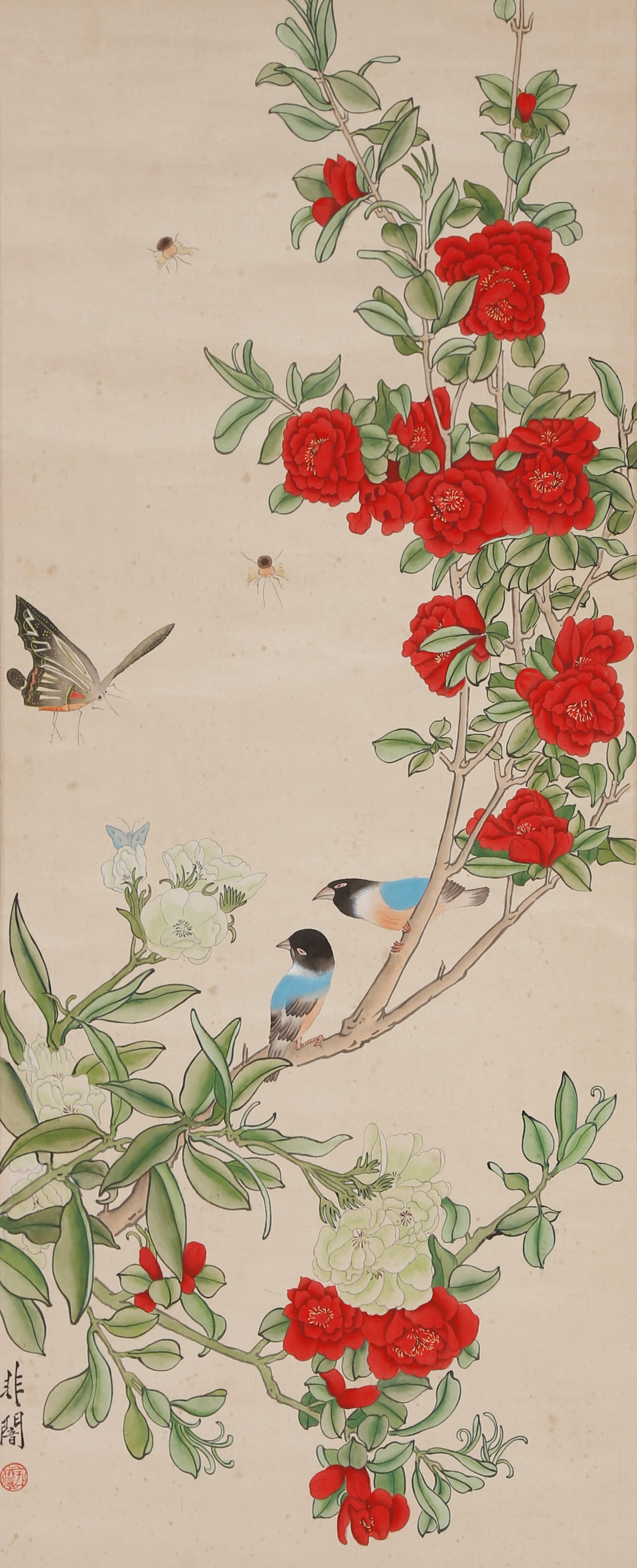 A BIRD-AND-FLOWER PAINTING ON PAPER BY YU FEI'AN.於非闇 (1 of 9)