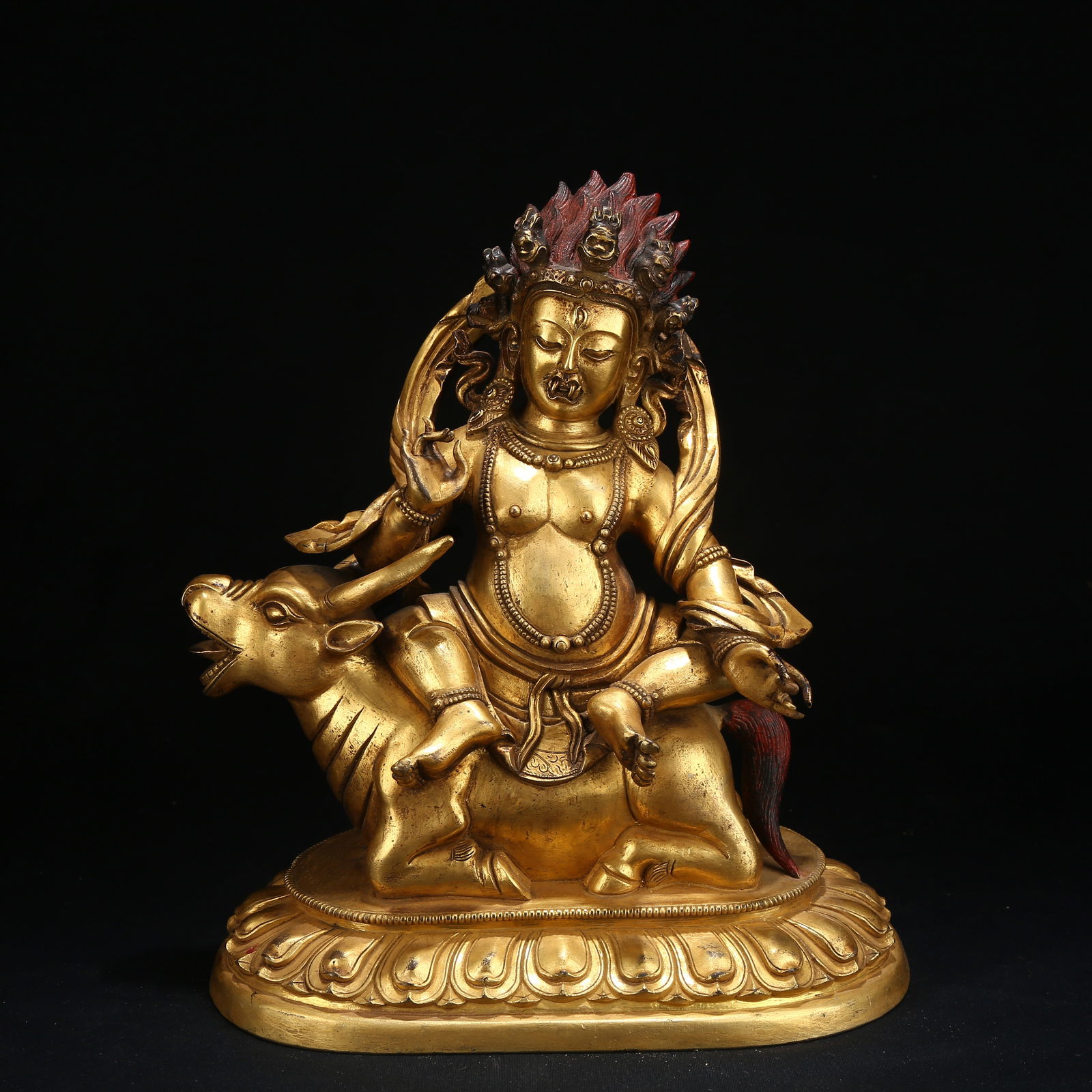 A GILT BRONZE FIGURE OF A DHARMA PROTECTOR (1 of 8)