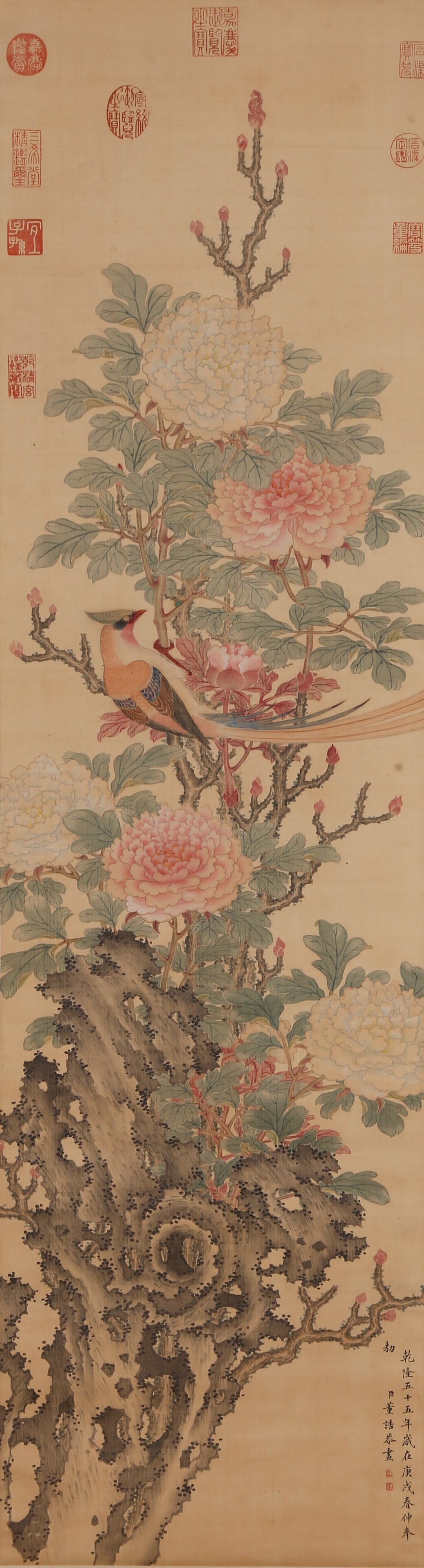 A FLOWER PAINTING ON SILK BY DONG BANGDA.董邦達 (1 of 11)