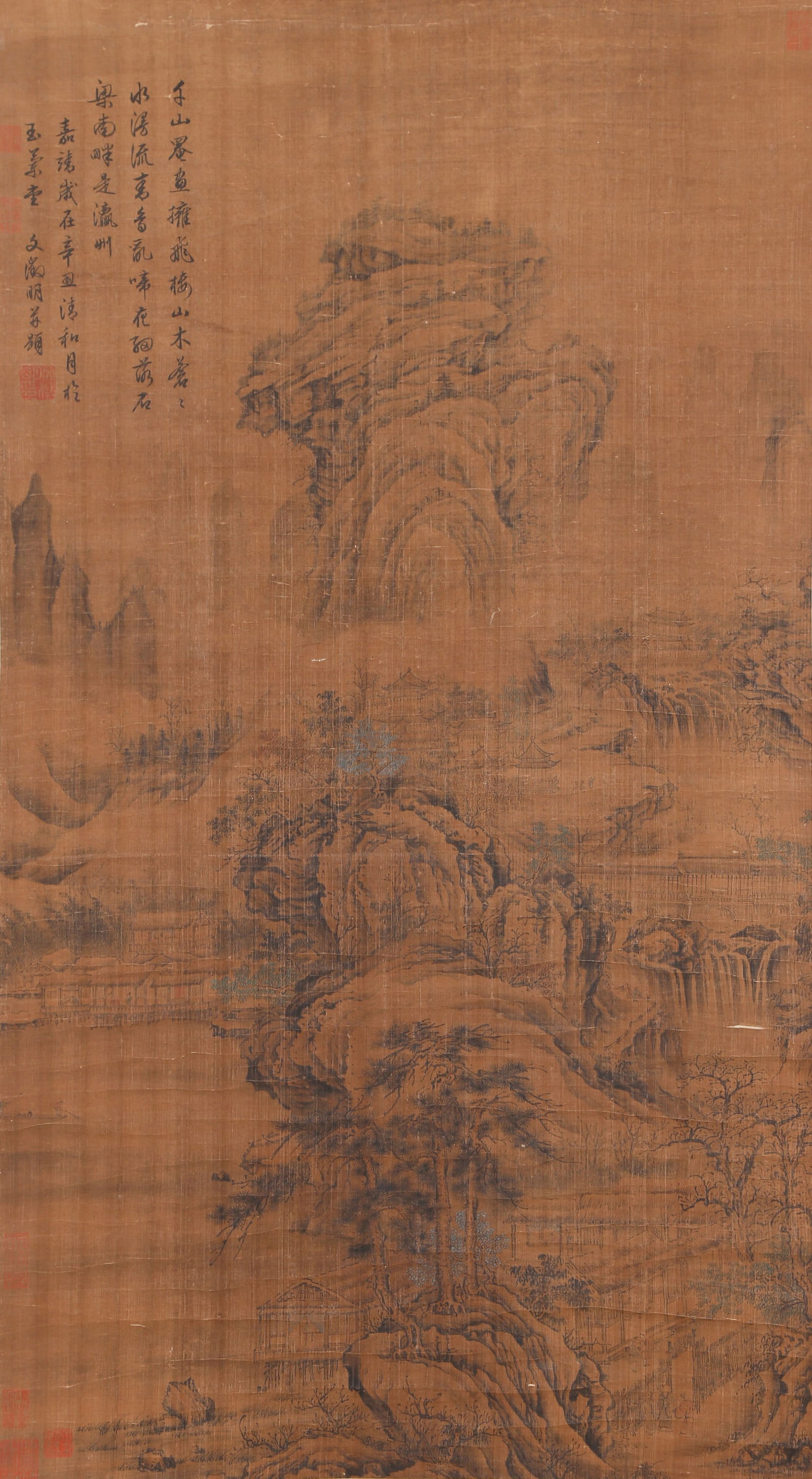 A LANDSCAPE PAINTING ON SILK BY WEN ZHENGMING.文征明 (1 of 11)