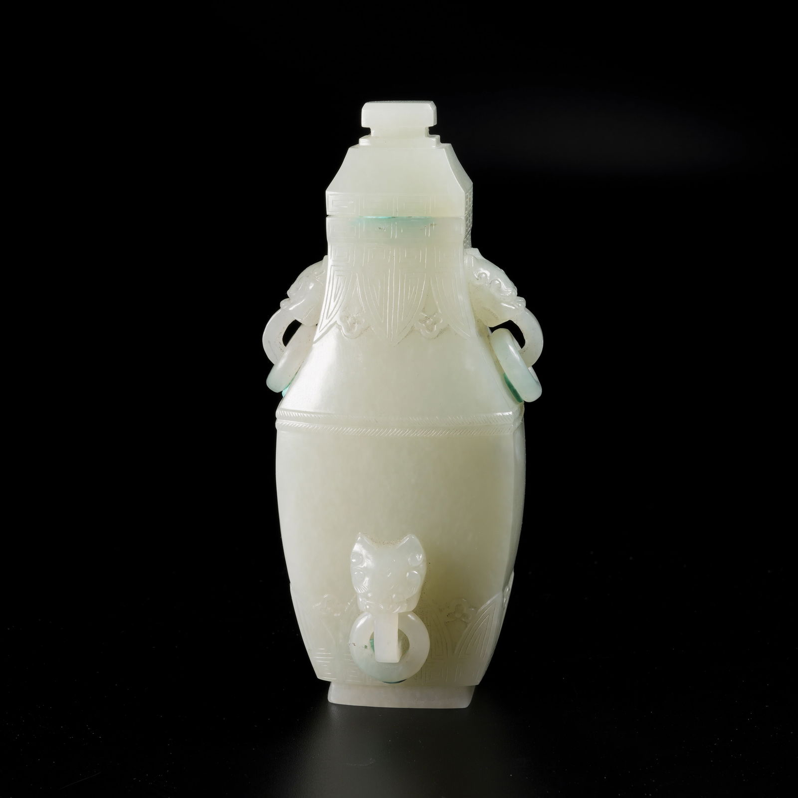 A HETIAN JADE FUSHOU COVERED BOTTLE (1 of 10)