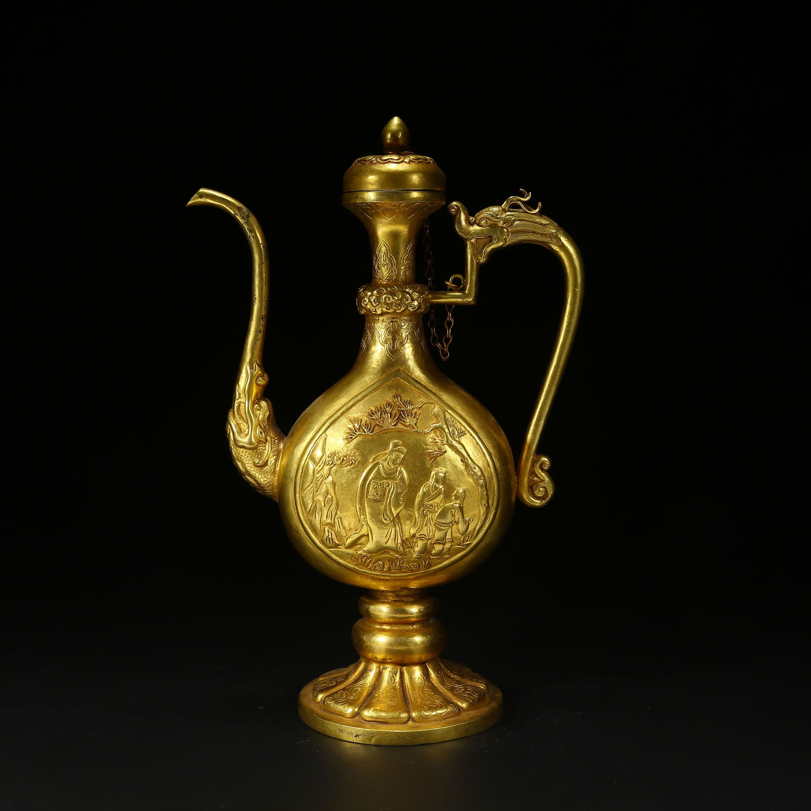A BRONZE GILT EWER DEPICTING HUMAN STORIES (1 of 10)