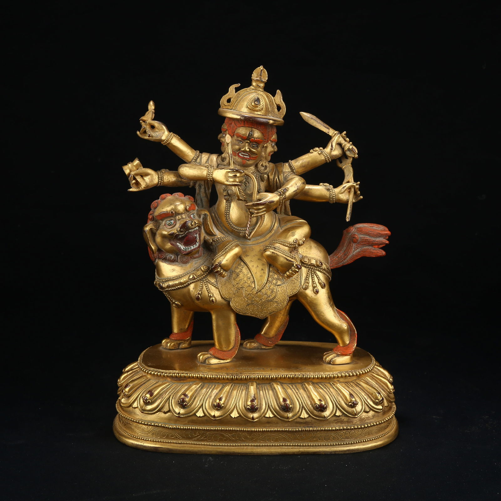 A GILT BRONZE FIGURE OF KING WHITE HARIHARA: Gilt Bronze Figure of King White Harihara
