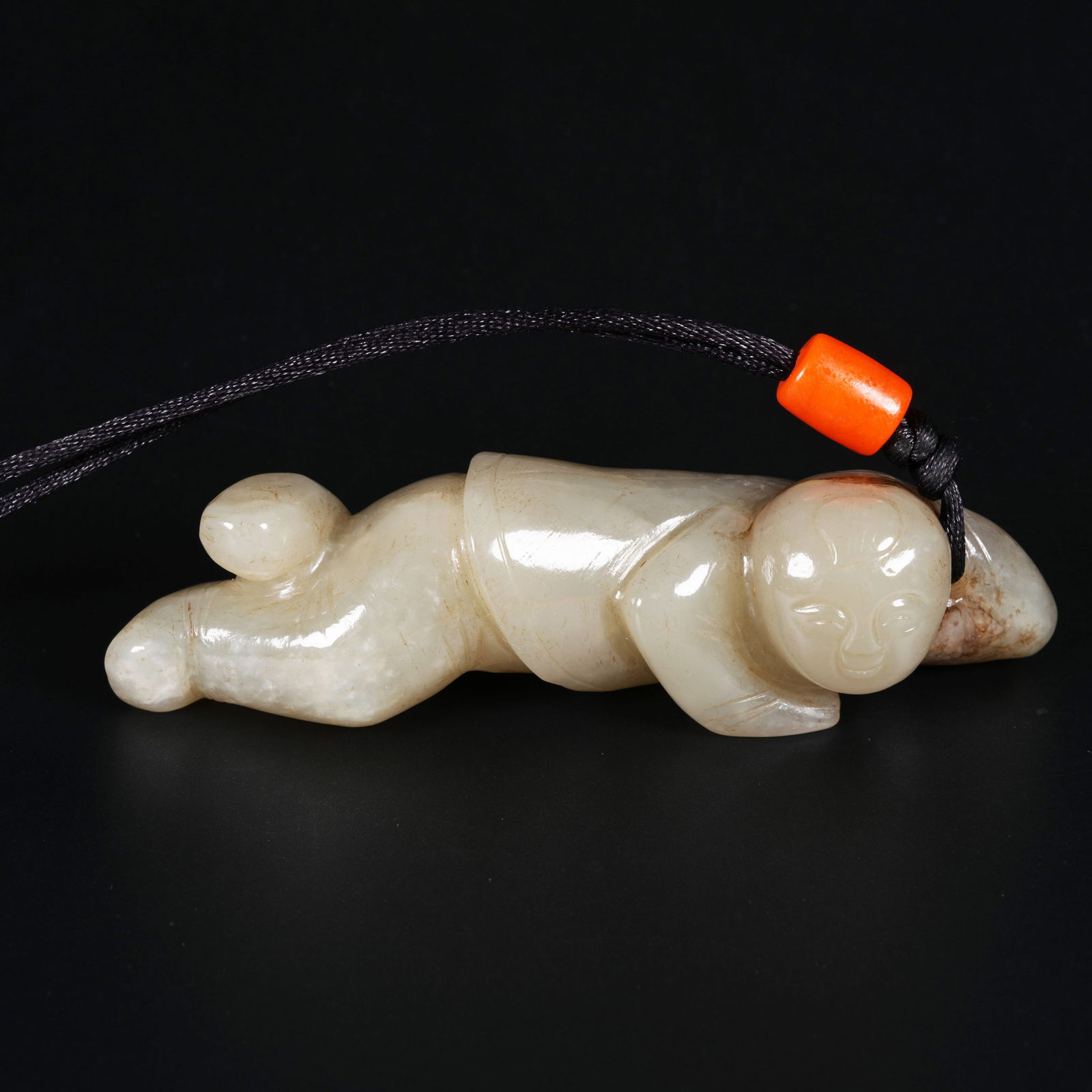 A HETIAN JADE BOY PENDANT: Hetian Jade Boy Pendant