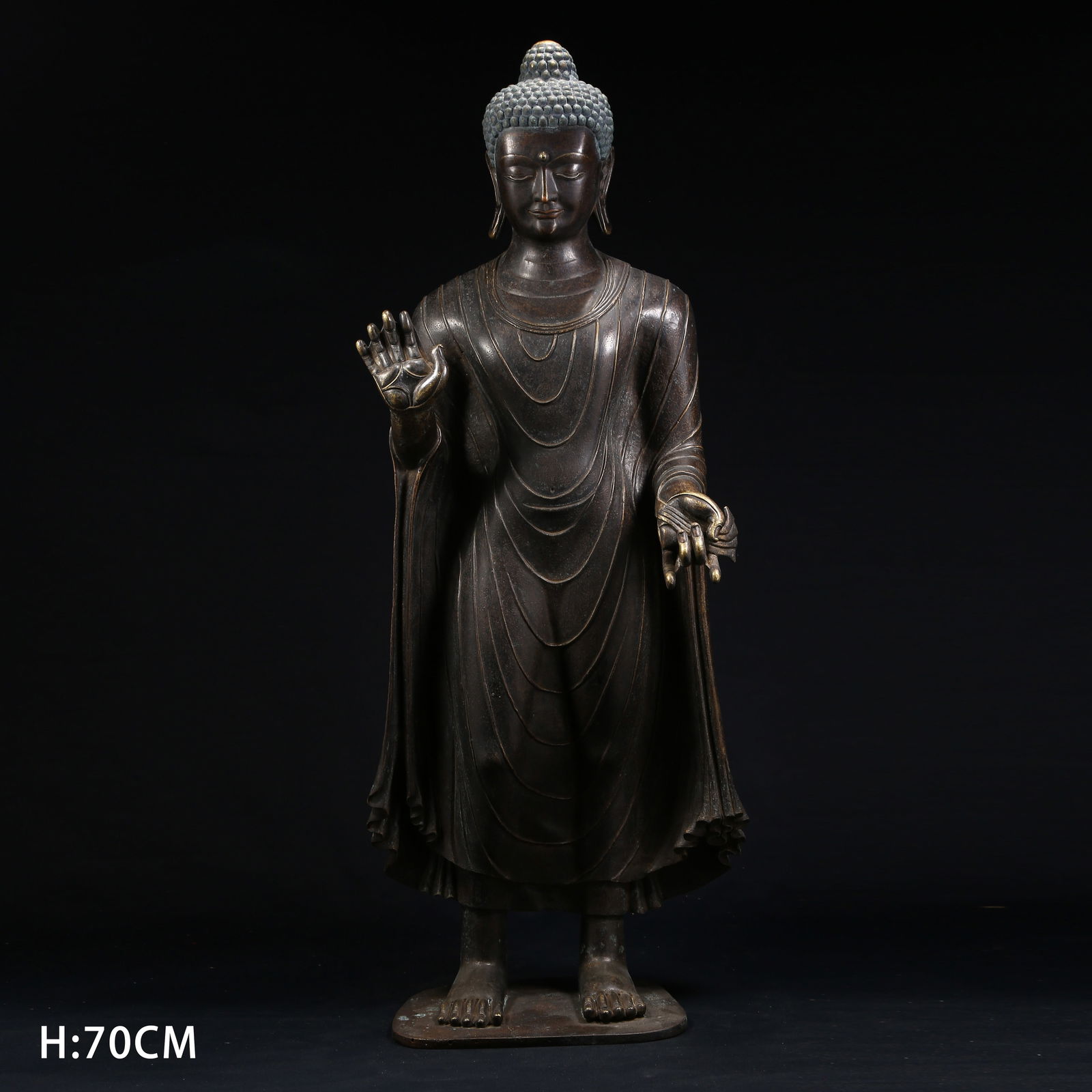 A ALLOY BRONZE STANDING SHAKYAMUNI BUDDHA (1 of 8)