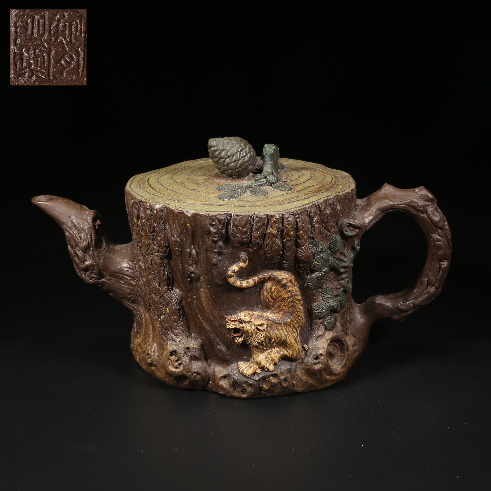 A ZISHA TEAPOT IN TREE-STUMP FORM (1 of 9)