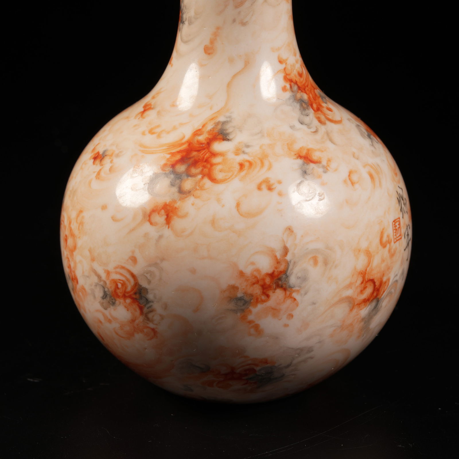 A STONE-PATTERNED GLAZED GLOBE VASE - 3