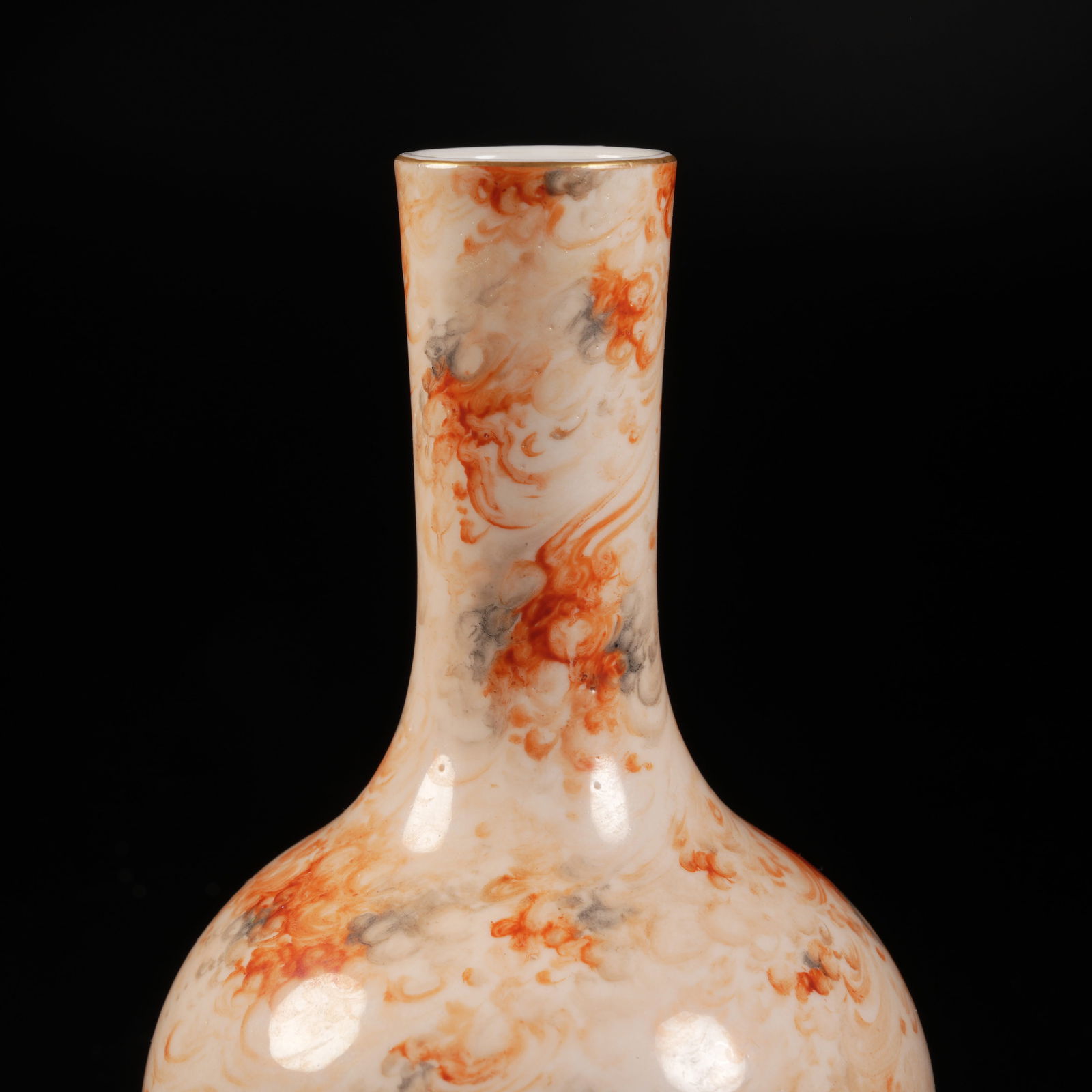 A STONE-PATTERNED GLAZED GLOBE VASE - 4