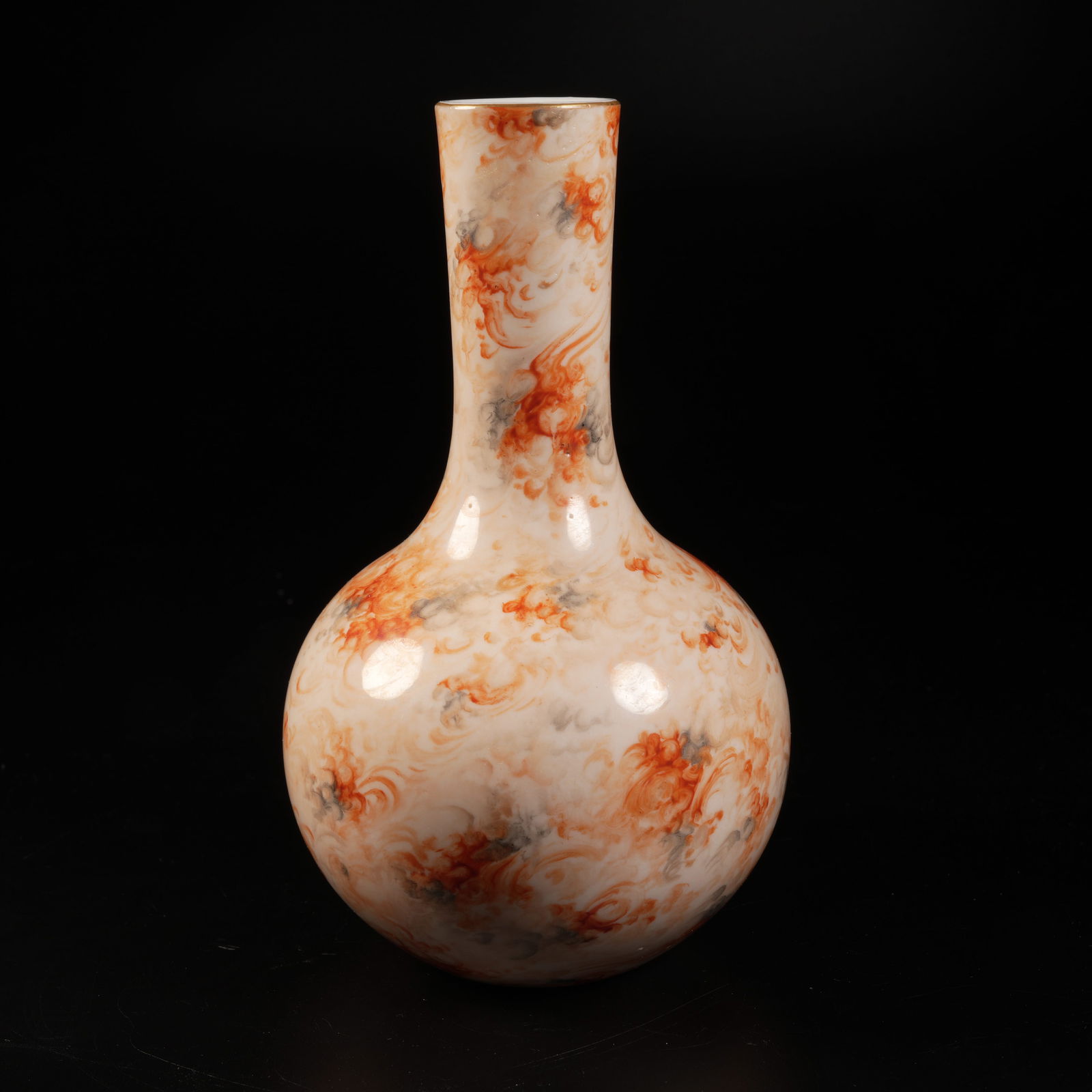 A STONE-PATTERNED GLAZED GLOBE VASE - 5