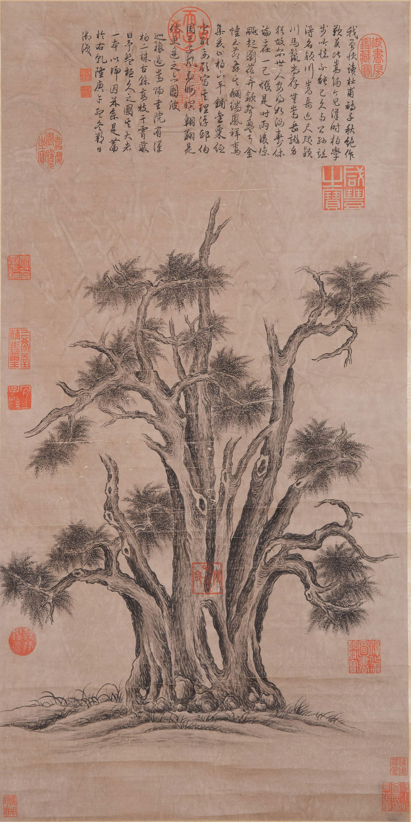 A TREE PAINTING ON PAPER BY QIANLONG.乾隆 (1 of 8)