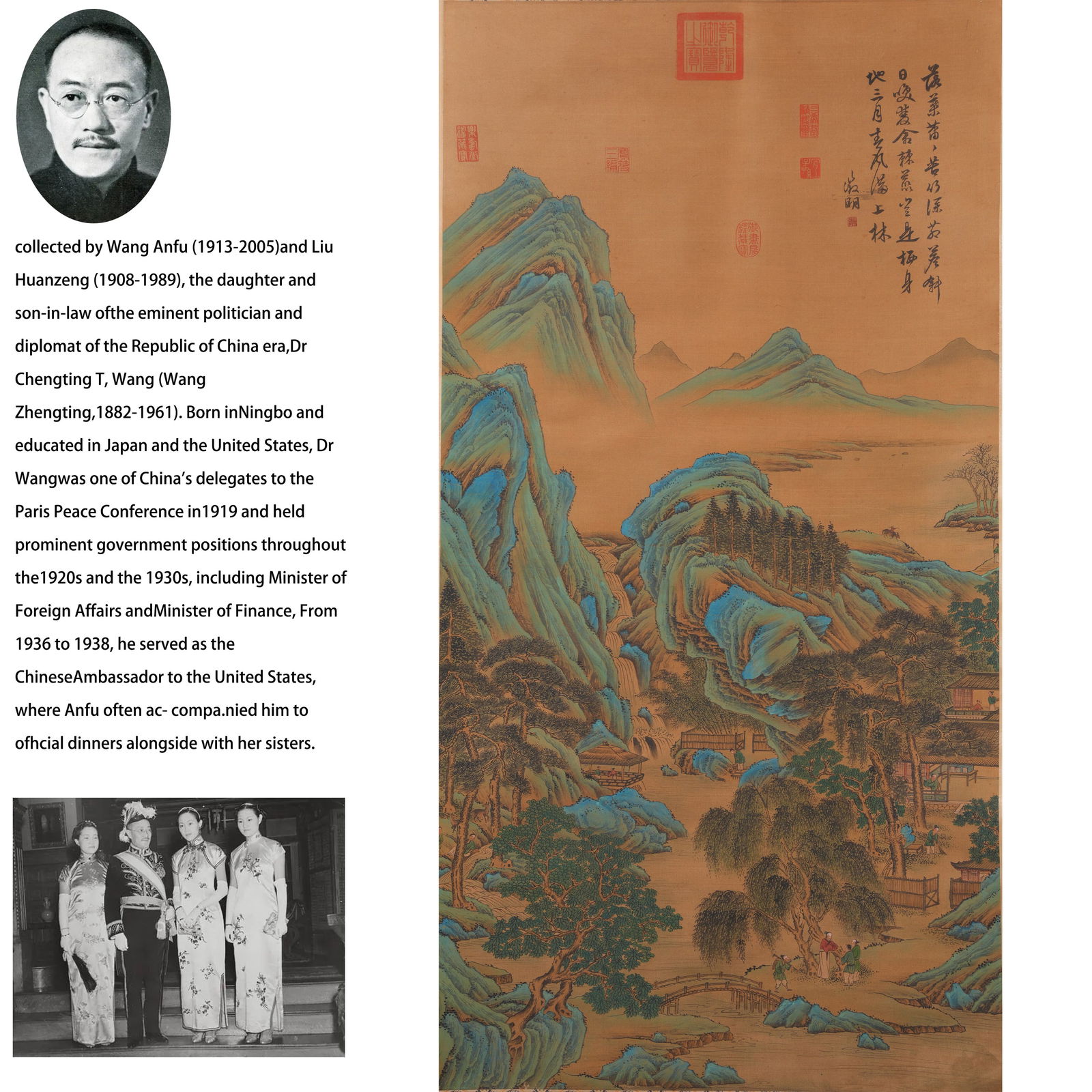 A LANDSCAPE WITH PAVILIONS PAINTING ON SILK BY WEN ZHENGMING.文征明 (1 of 11)