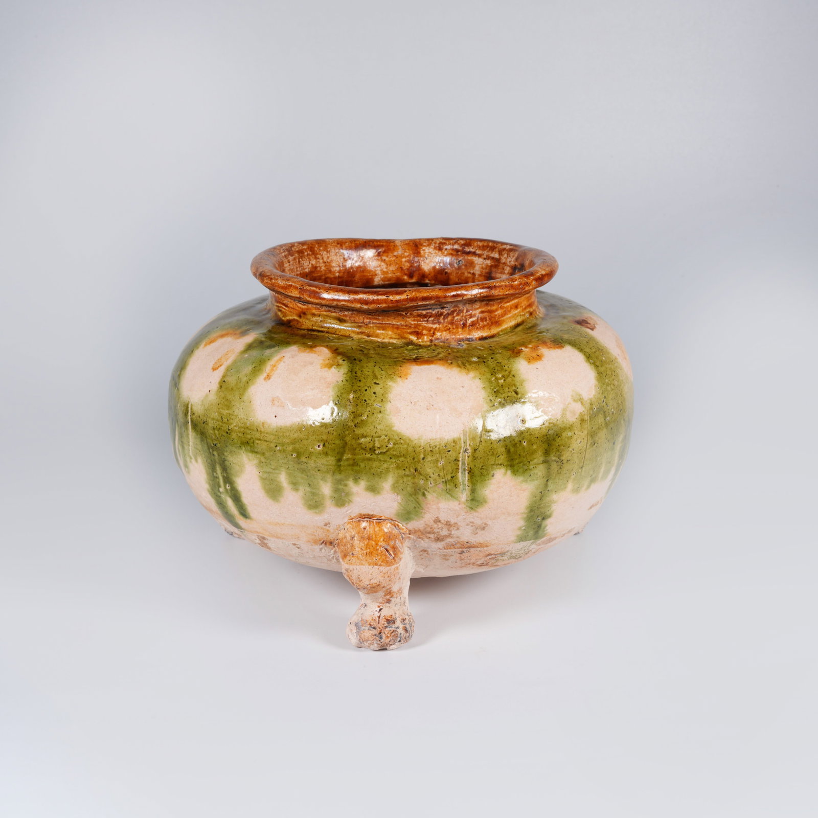 A TANG SANCAI TRIPOD INCENSE BURNER: Tang sancai tripod incense burner