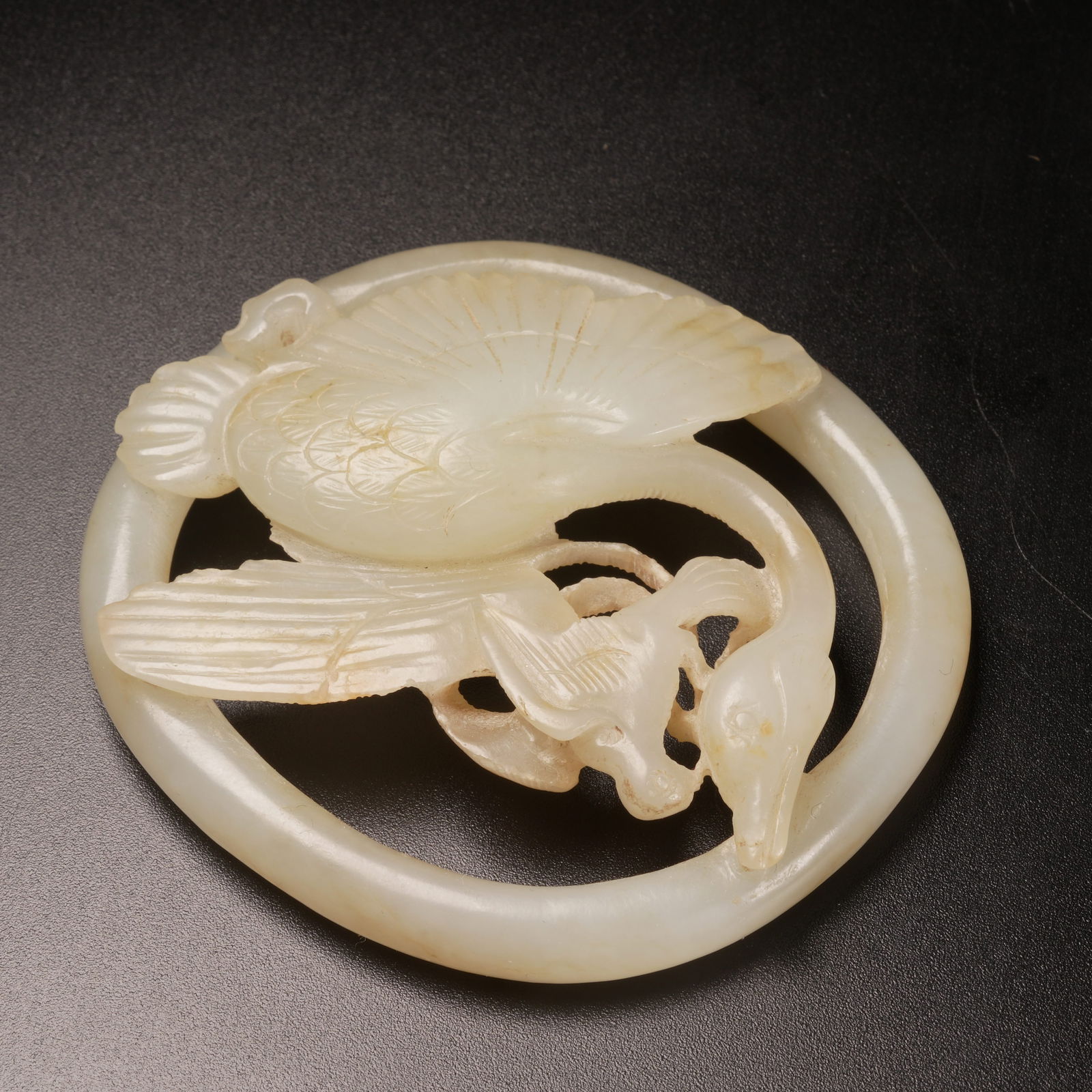 A HETIAN JADE BELT ORNAMENT WITH SEA-EAGLE PECKING WILD GOOSE MOTIF (1 of 8)