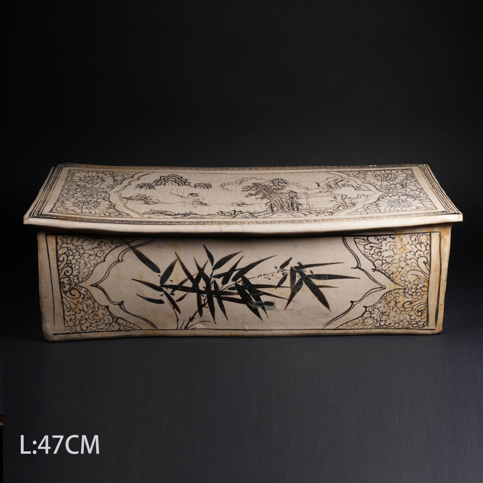 A CIZHOU WARE PORCELAIN PILLOW WITH FIGURE MOTIF (1 of 14)