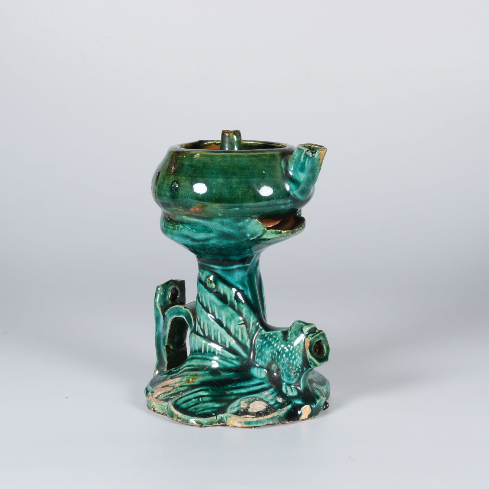 A GREEN-GLAZED OIL LAMP (1 of 7)