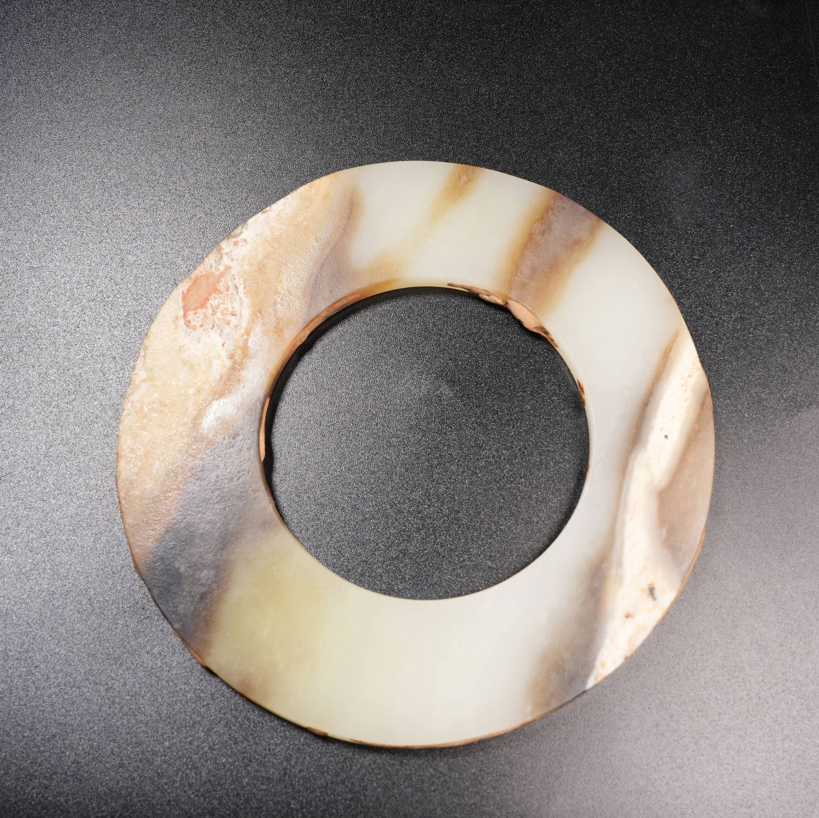 A ANCIENT JADE BI DISC: Ancient jade bi disc
