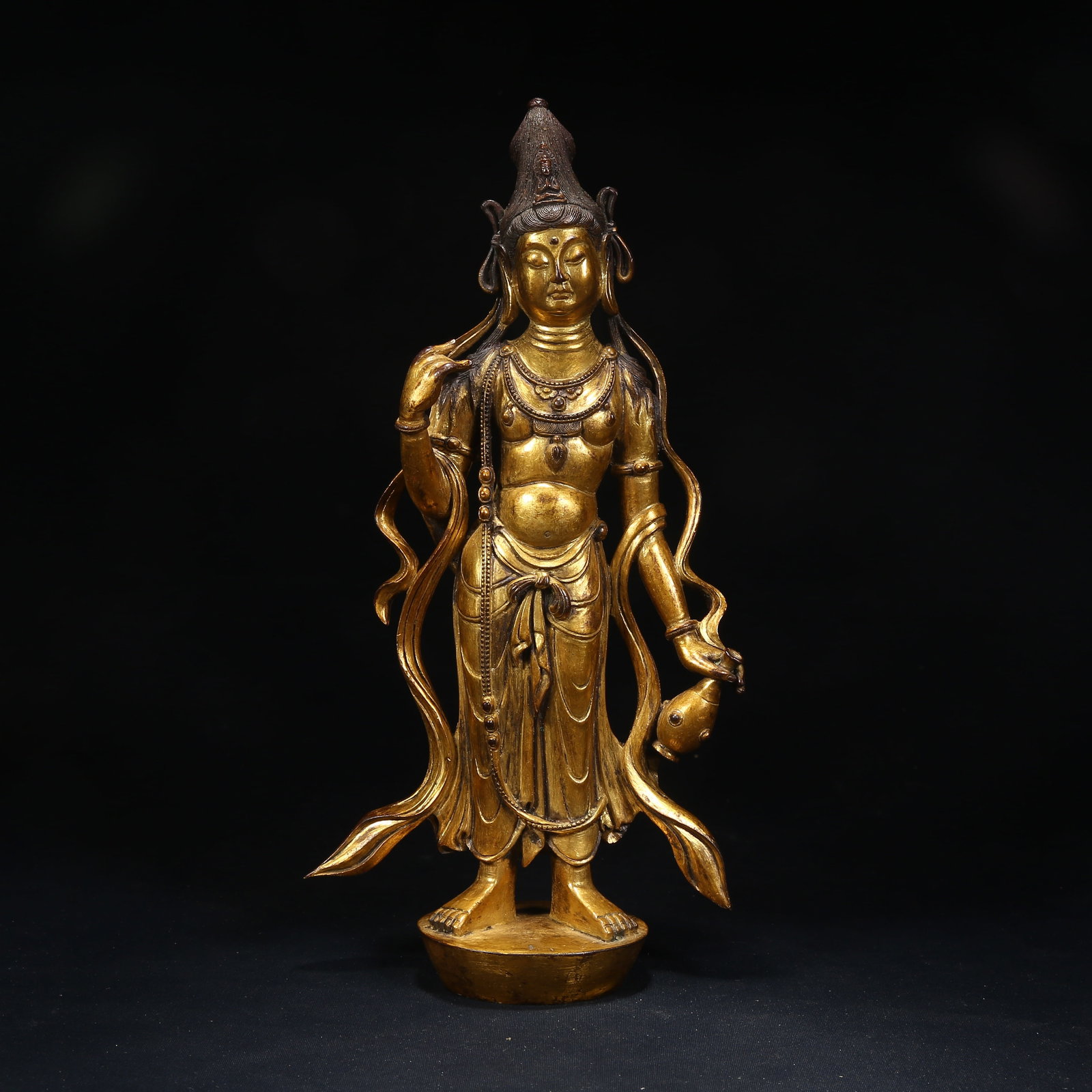A GILT BRONZE AVALOKITESHVARA (GUANYIN) BODHISATTVA (1 of 8)