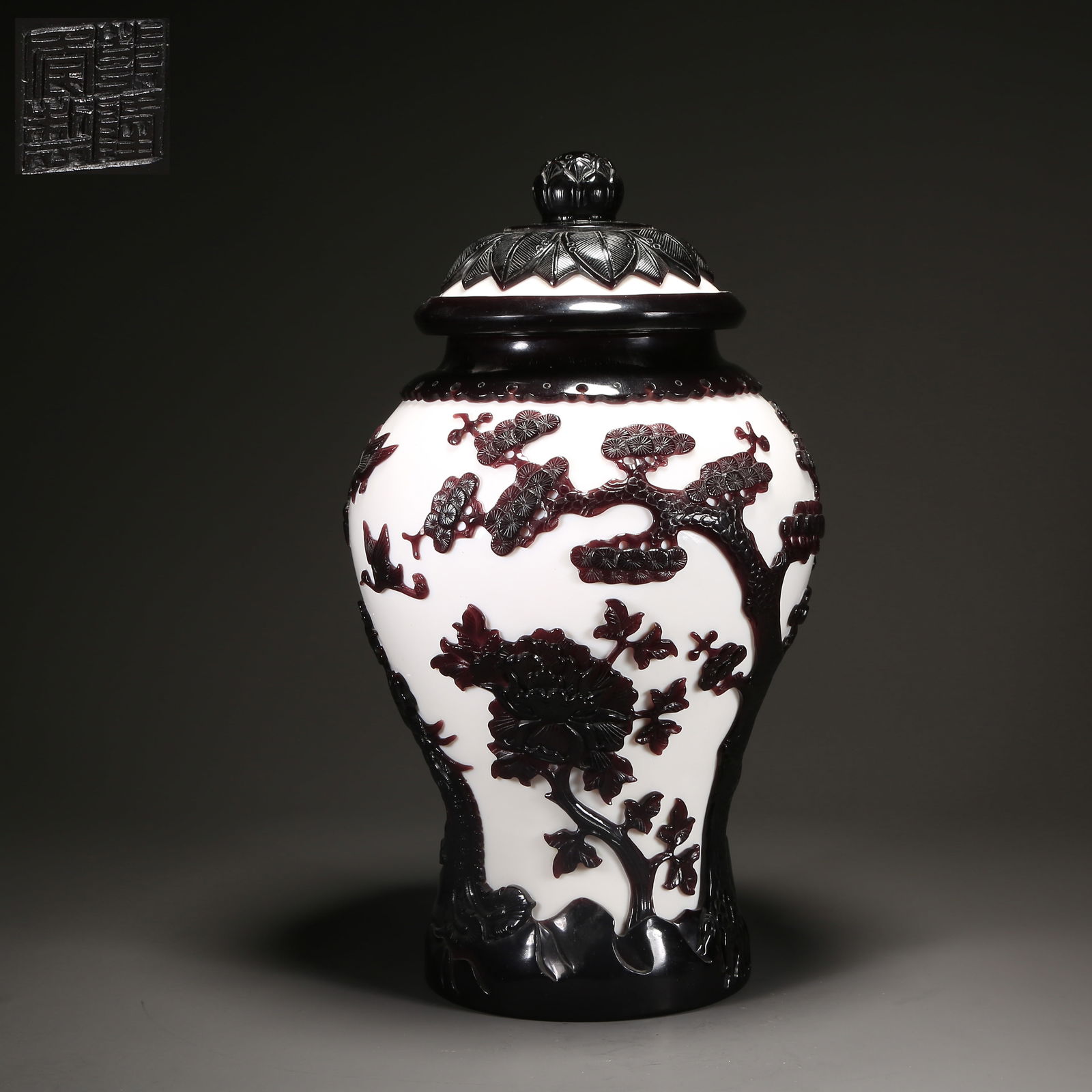 A COMPOSITE JADE FIVE RELATIONSHIPS COVERED JAR: Composite Jade Five Relationships Covered Jar