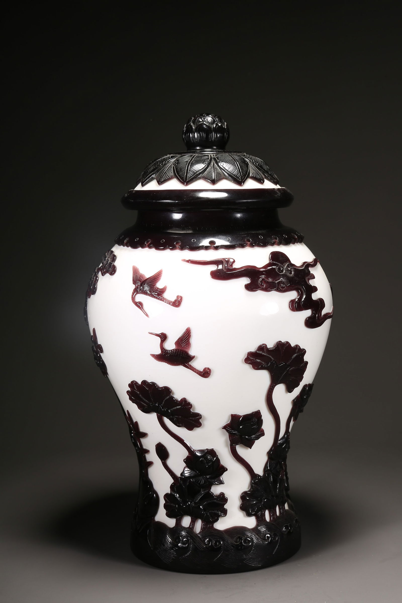 A COMPOSITE JADE FIVE RELATIONSHIPS COVERED JAR - 6