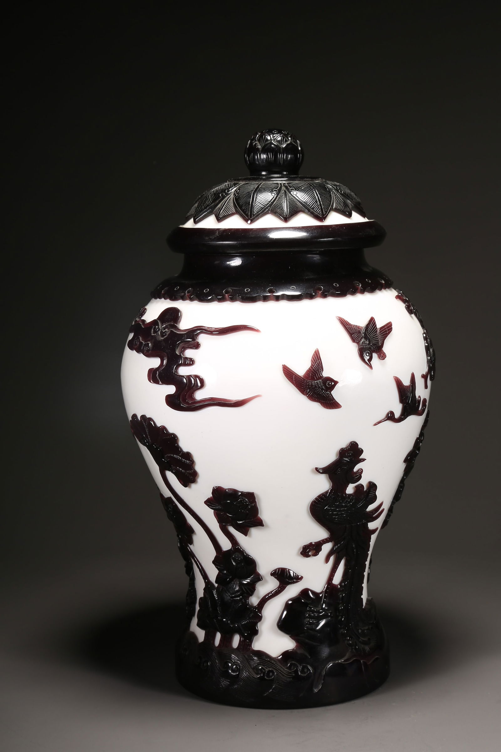 A COMPOSITE JADE FIVE RELATIONSHIPS COVERED JAR - 7