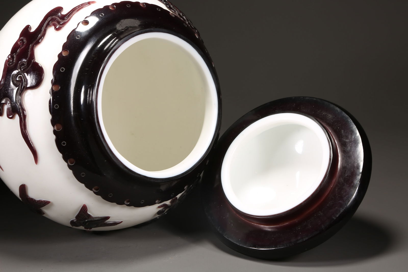 A COMPOSITE JADE FIVE RELATIONSHIPS COVERED JAR - 8