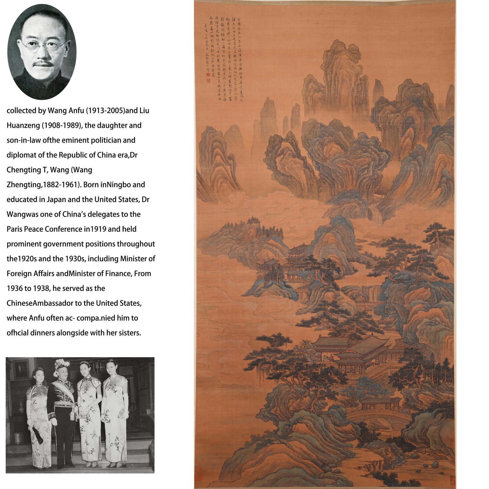 A LANDSCAPE WITH PAVILIONS PAINTING ON SILK BY WEN ZHENGMING.文徵明 (1 of 11)