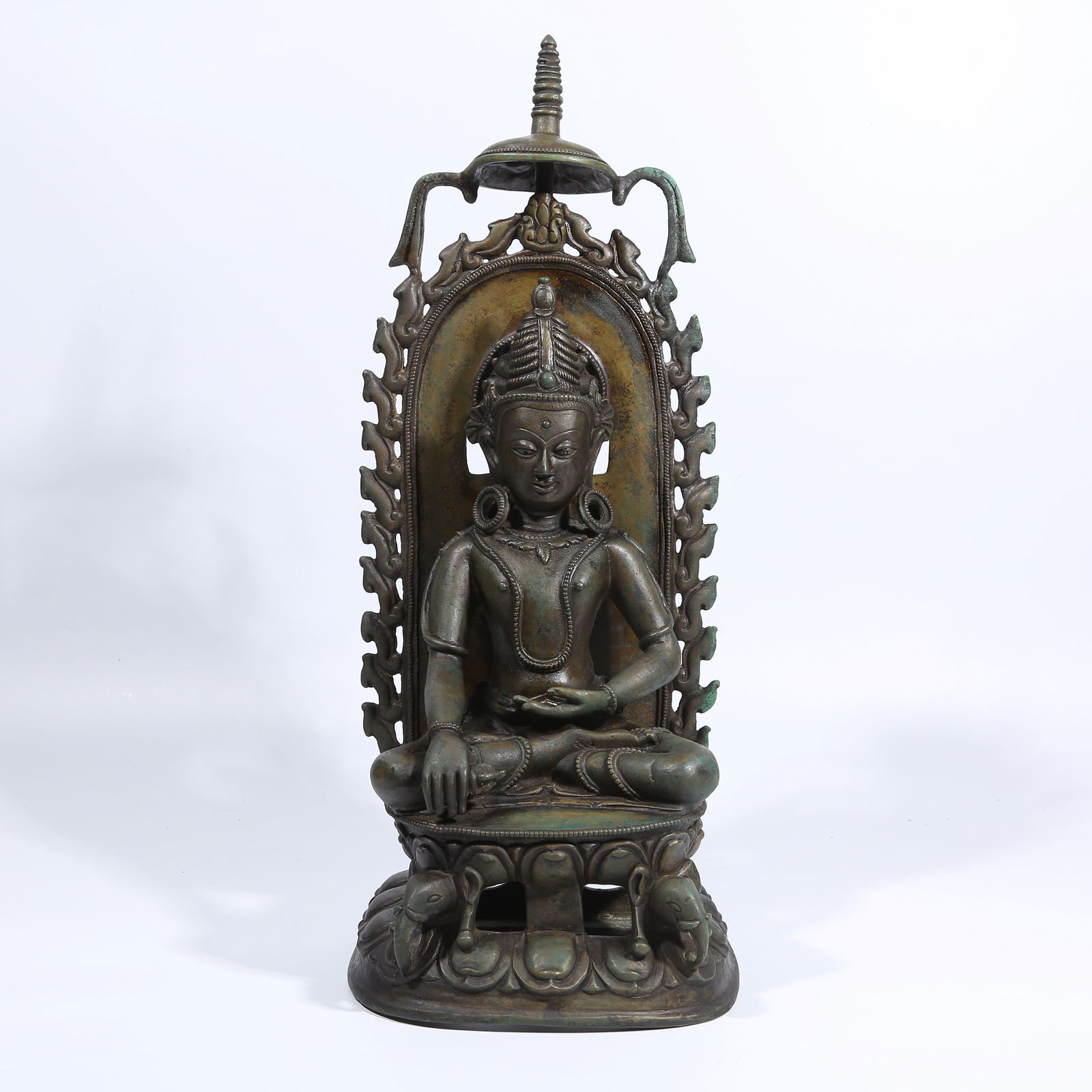 A ALLOY BRONZE AKSHOBHYA BUDDHA STATUE (1 of 8)
