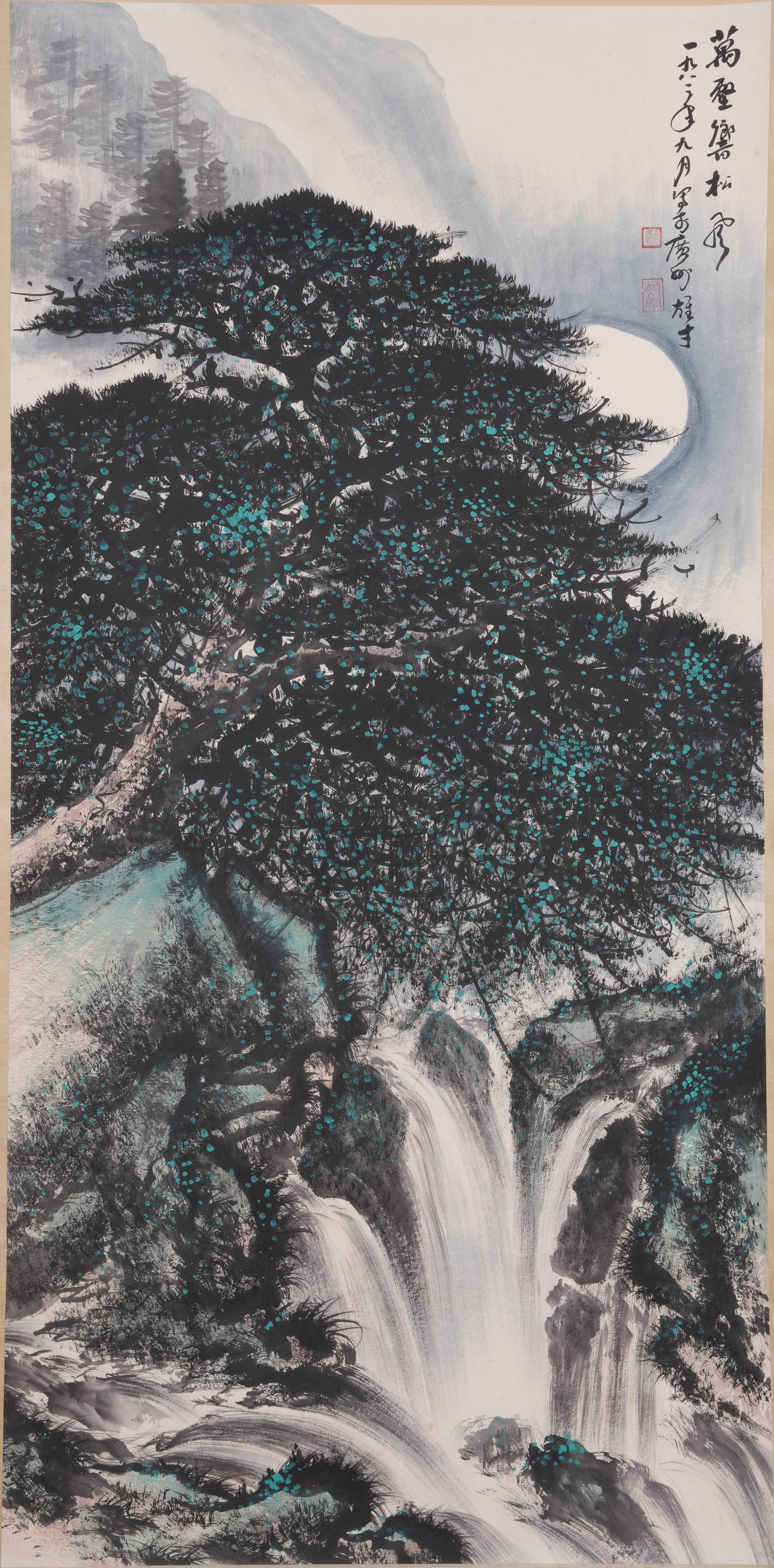 A LANDSCAPE PAINTING ON PAPER BY LI XIONGCAI.黎雄才: Landscape Painting on Paper by Li Xiongcai.黎雄才