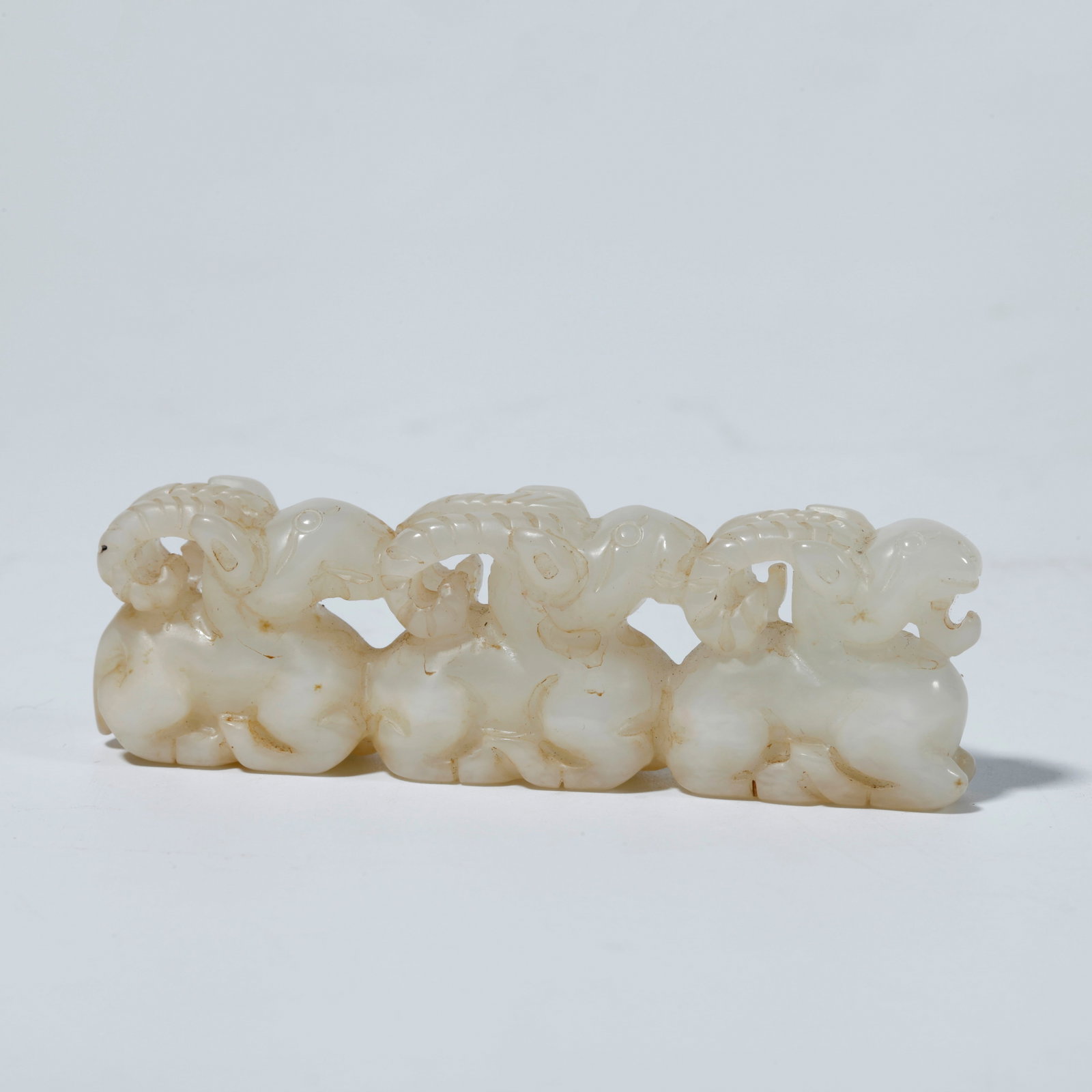 A HETIAN JADE FIGURINE "THREE GOATS BRINGING PROSPERITY" (1 of 9)