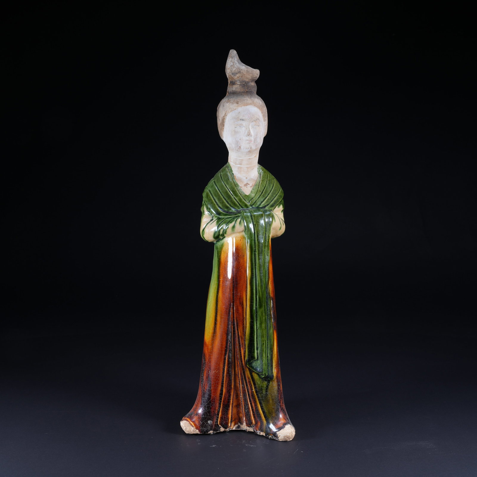 A TANG SANCAI STANDING LADY FIGURE (1 of 9)