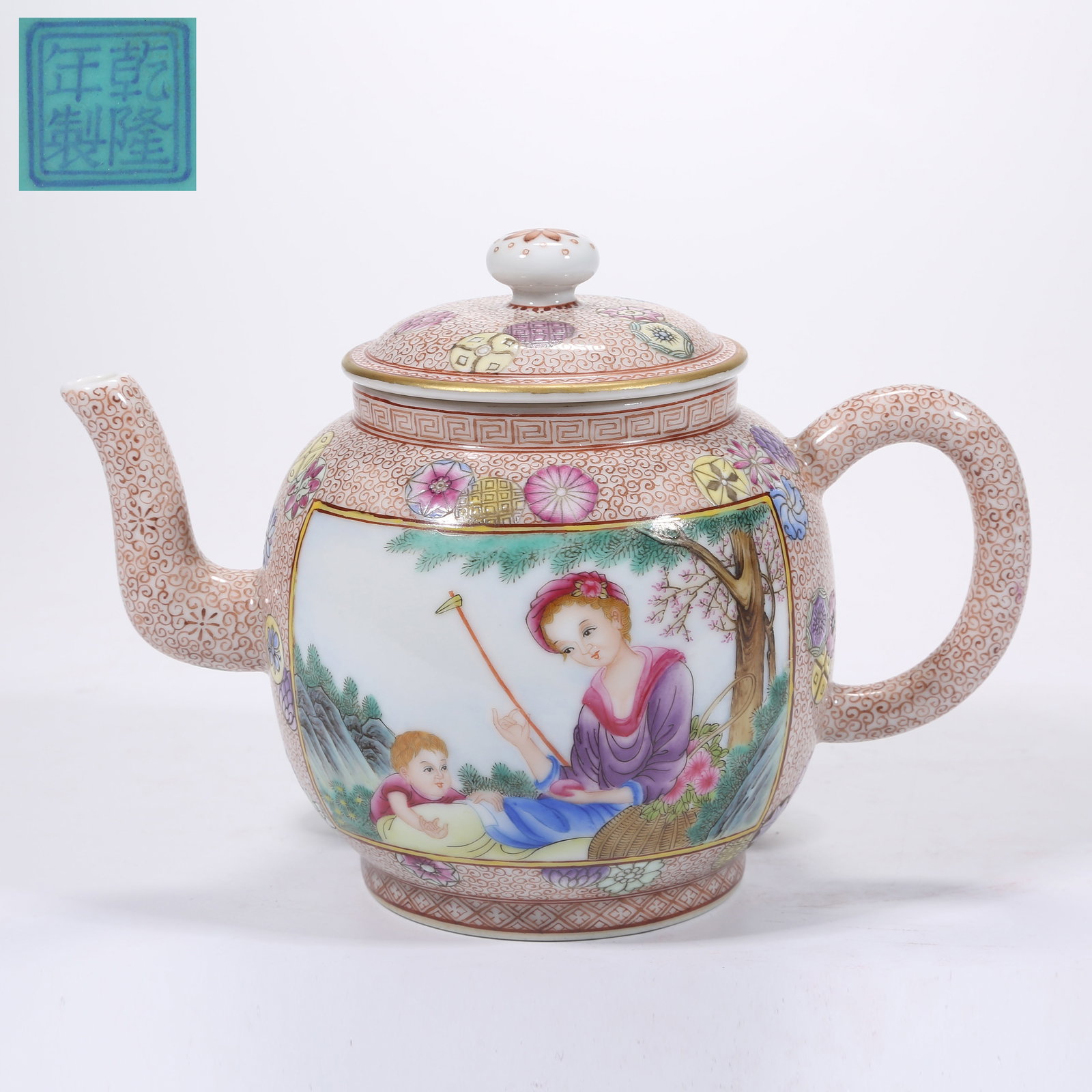 A ENAMELLED WESTERN-STYLE EWER WITH CHILD EDUCATION SCENE (1 of 9)