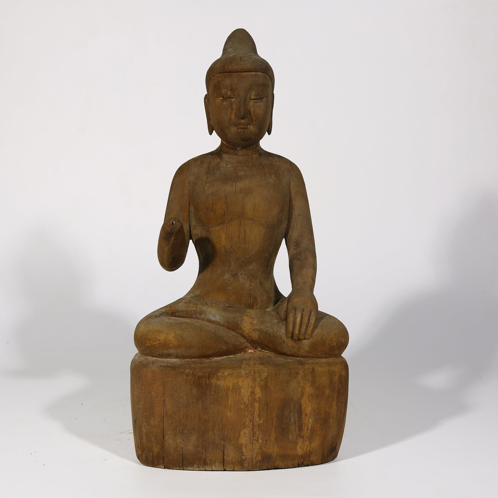 A WOODEN SEATED STATUE OF THE BUDDHA (1 of 8)