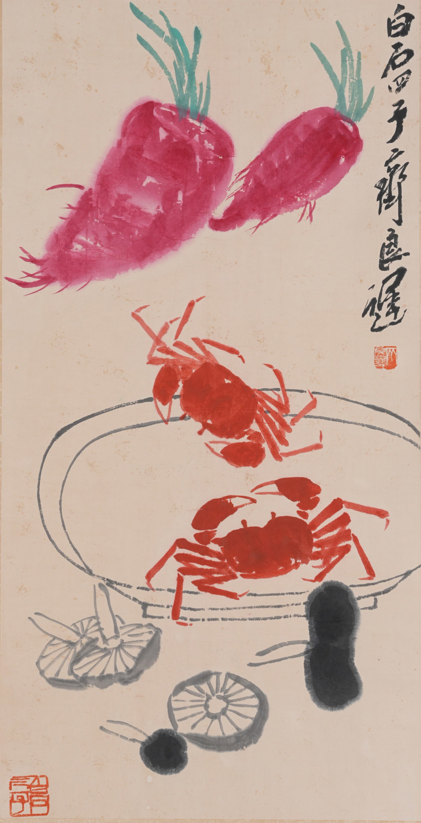 A CRAB PAINTING ON PAPER BY QI LIANGCHI.齊良遲 (1 of 8)