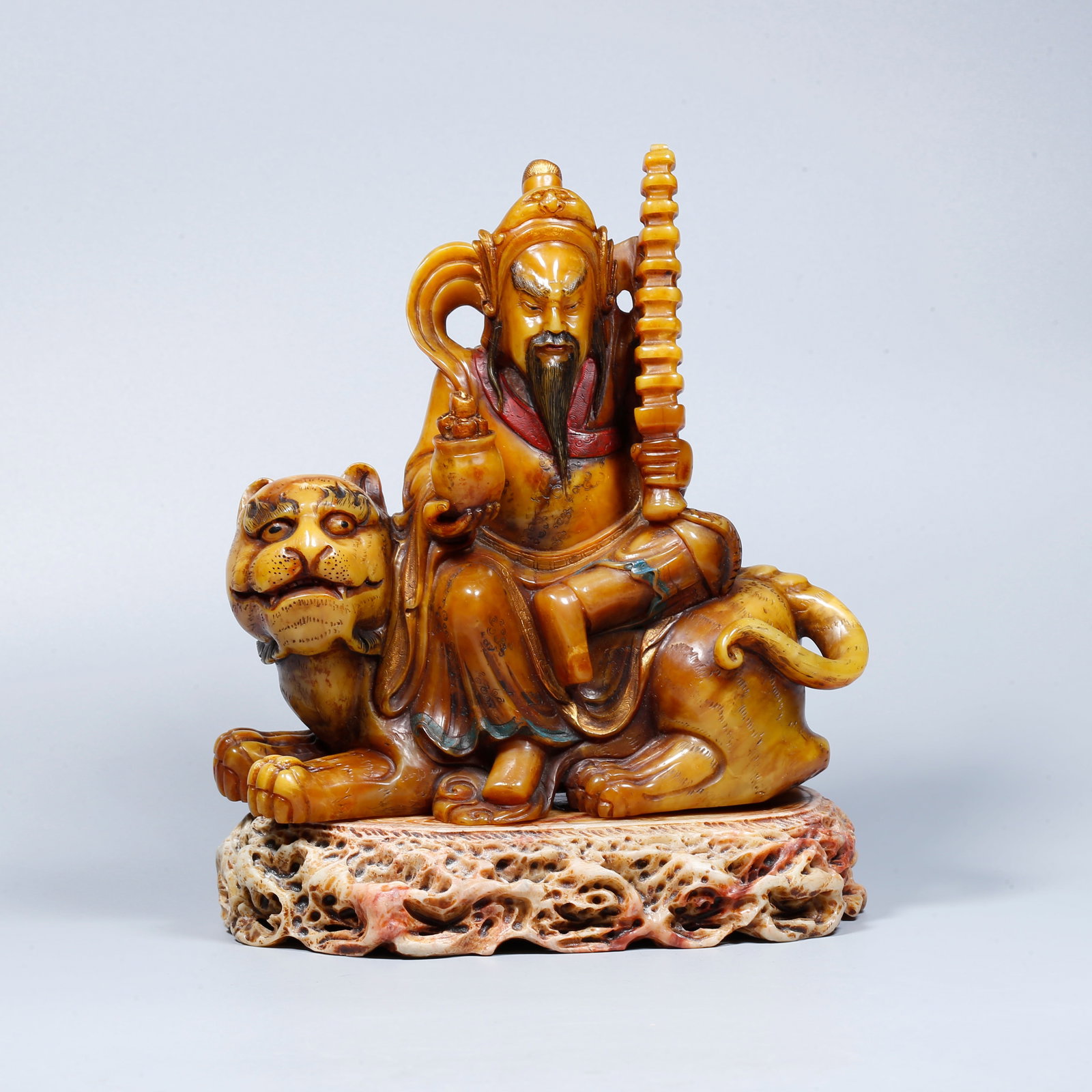 A SHOUSHAN STONE CARVED FIGURE ORNAMENT (1 of 9)