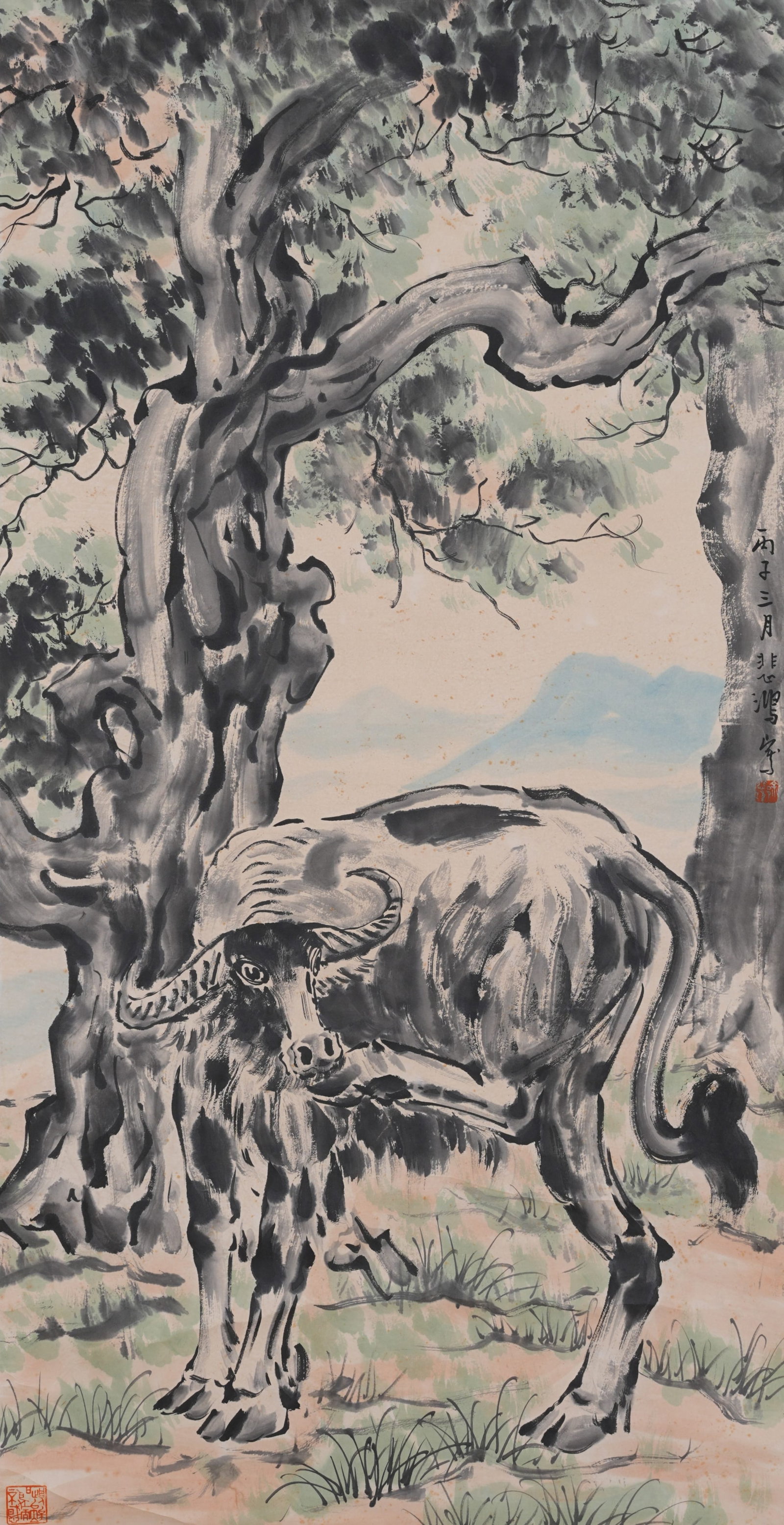 A OX PAINTING ON PAPER BY XU BEIHONG.徐悲鴻 (1 of 8)