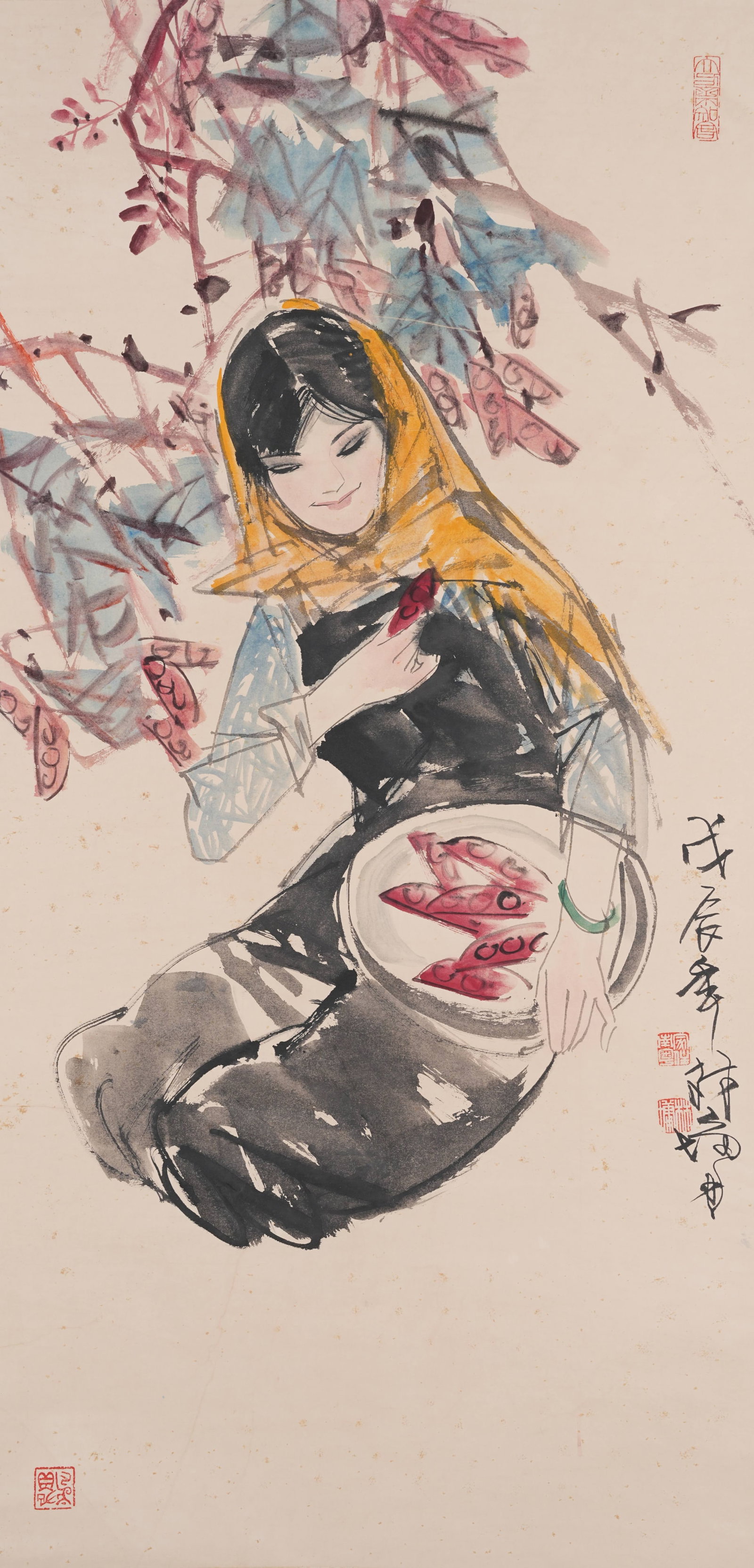 A FIGURE PAINTING ON PAPER BY LIN YONG.林墉 (1 of 7)