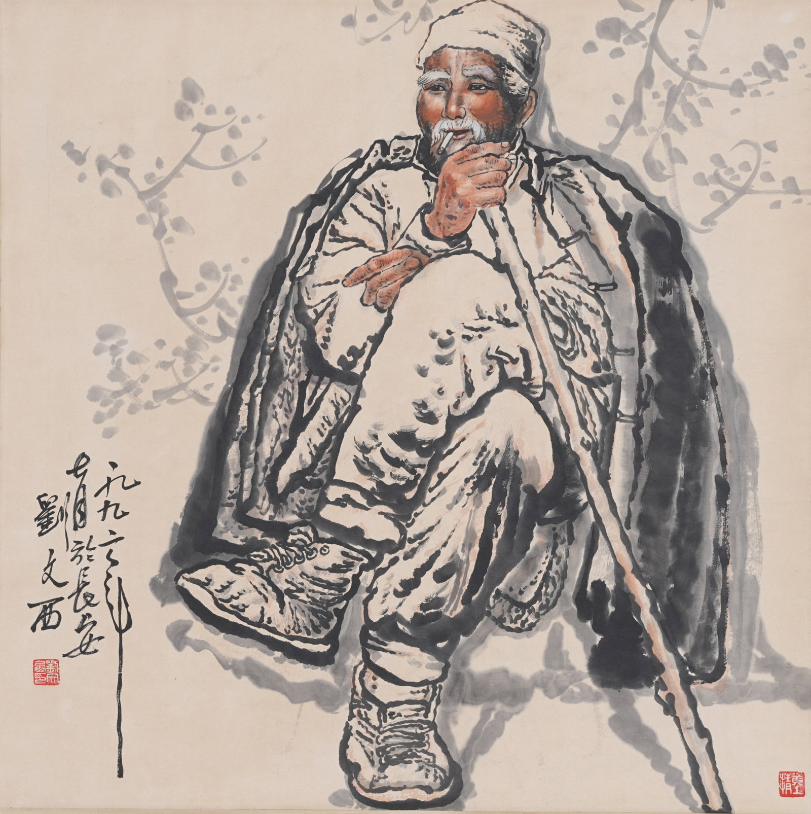 A FIGURE PAINTING ON PAPER BY LIU WENXI.劉文西: Figure Painting on Paper by Liu Wenxi.劉文西