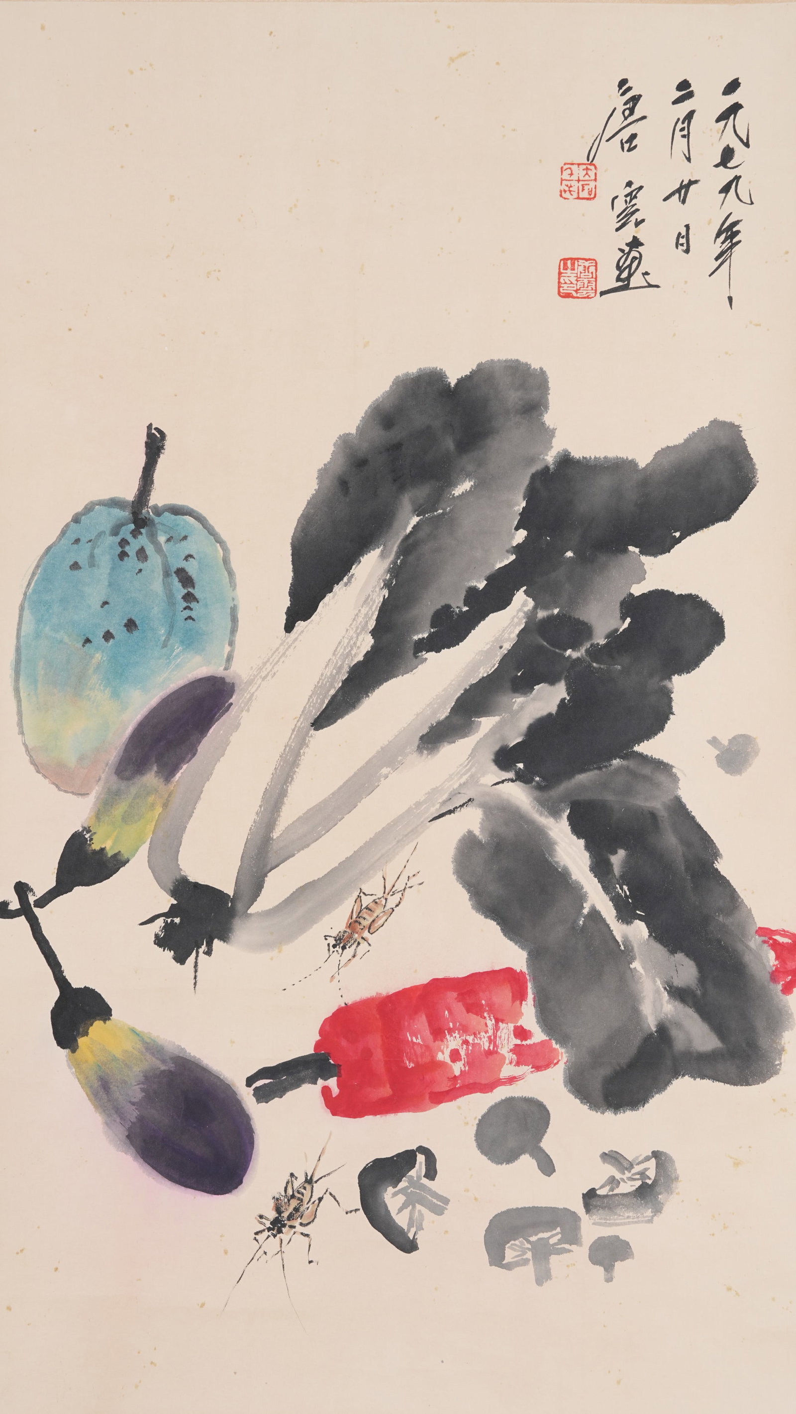A FRUITS AND VEGETABLES PAINTING ON PAPER BY TANG YUN.唐雲 (1 of 9)