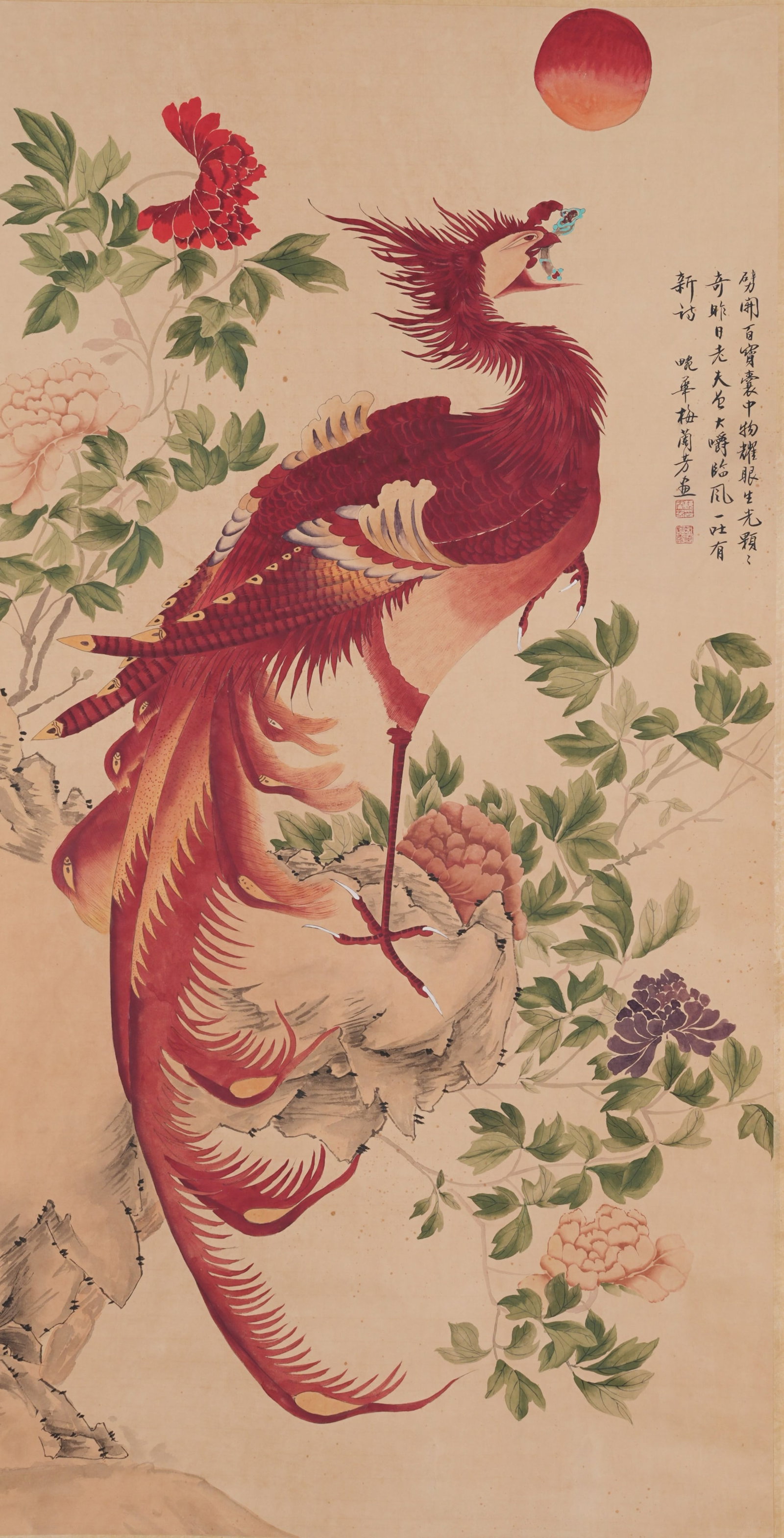 A FLOWER AND BIRD PAINTING ON PAPER BY MEI LANFANG.梅蘭芳: Flower and Bird Painting on Paper by Mei Lanfang.梅蘭芳