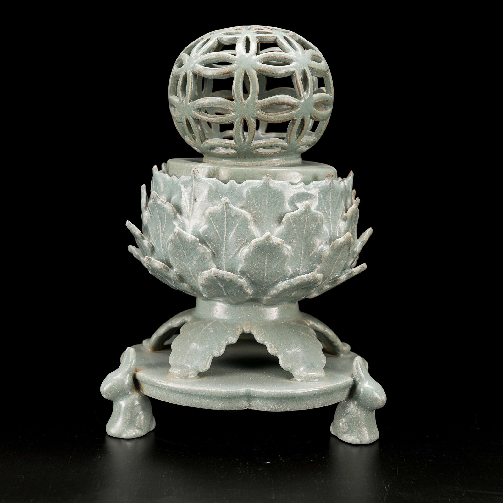 A RU KILN LOTUS PETAL-SHAPED INCENSE BURNER (1 of 9)