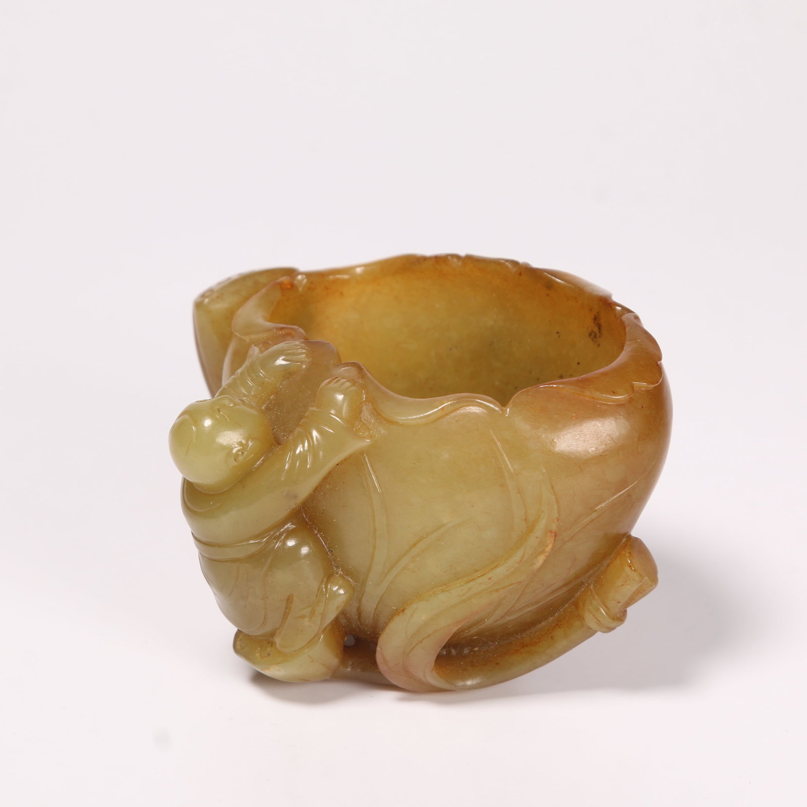 A HETIAN YELLOW JADE LOTUS WASHER (1 of 9)