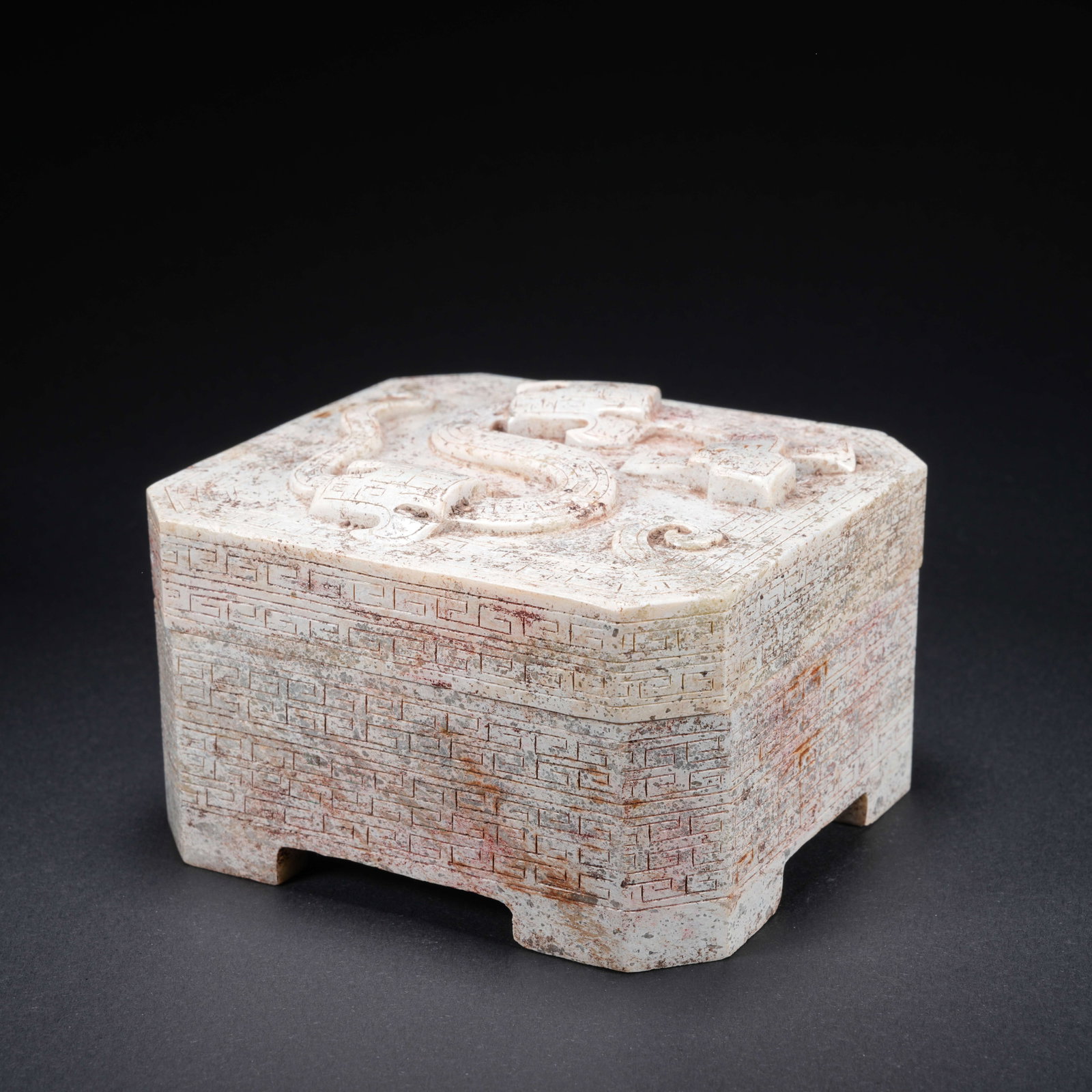 A HETIAN JADE COVERED BOX WITH CHI-DRAGON MOTIF (1 of 10)