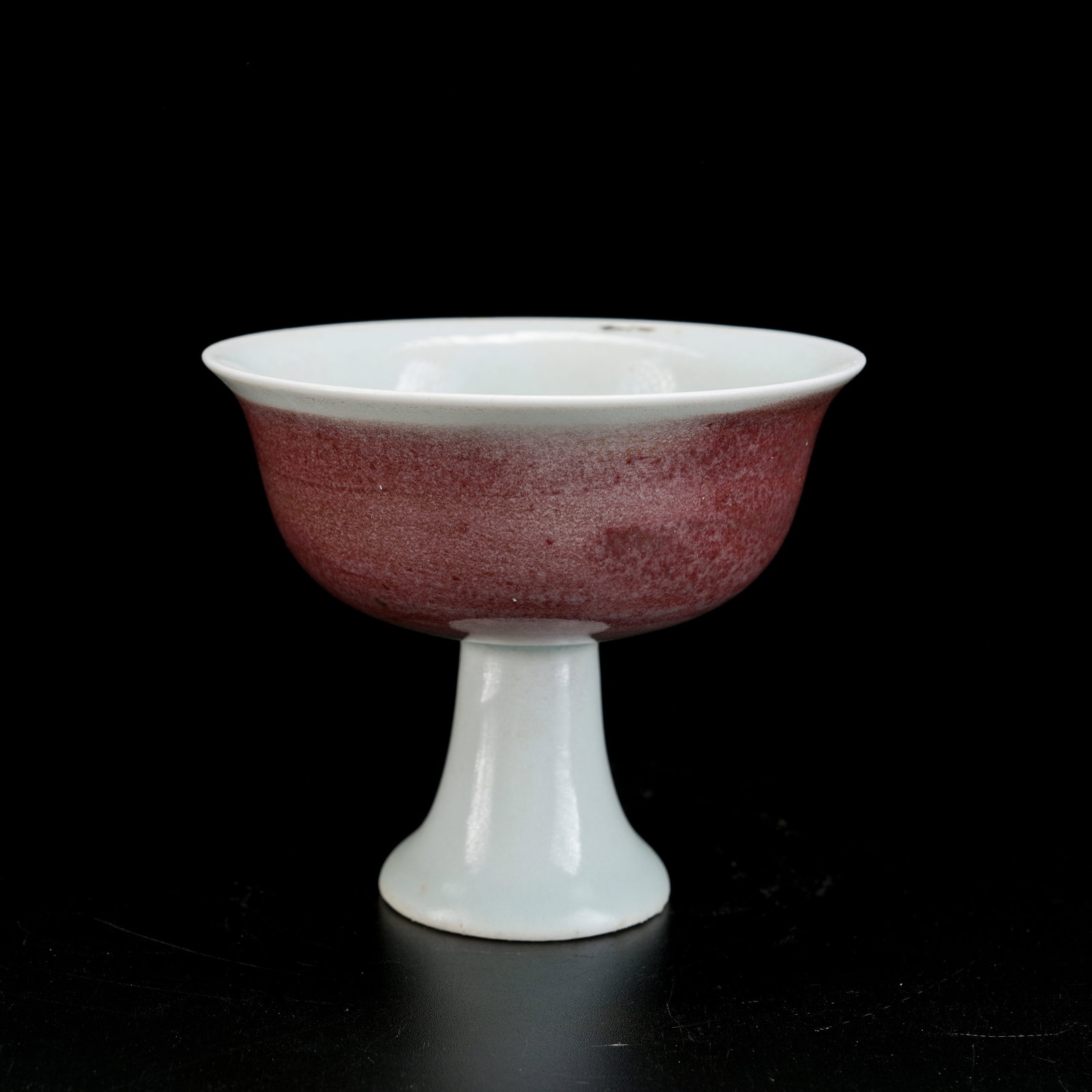 A LANG KILN RED GLAZED TALL FOOTED CUP (1 of 9)