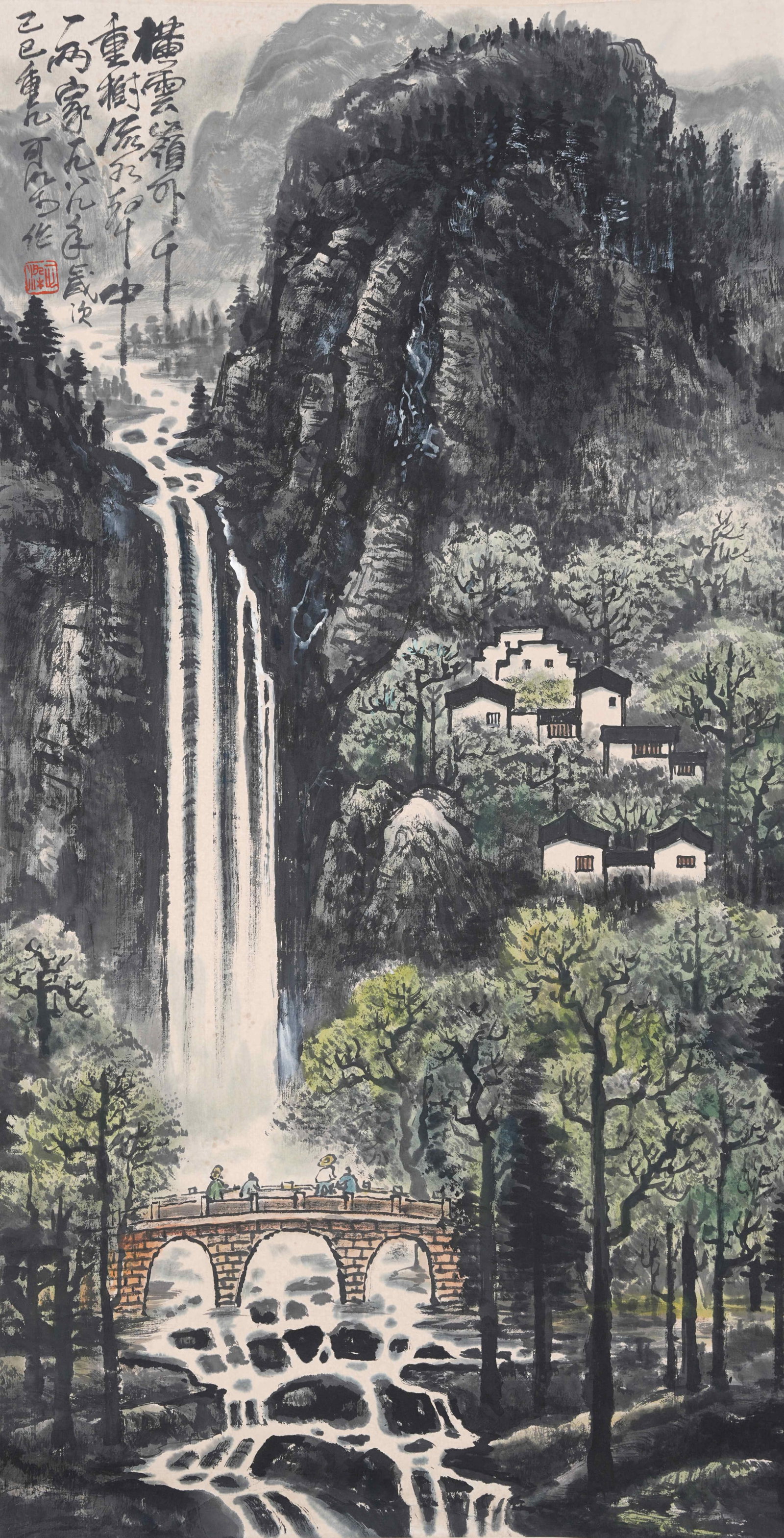 A LANDSCAPE PAINTING ON PAPER BY LI KERAN.李可染: Landscape Painting on Paper by Li Keran.李可染