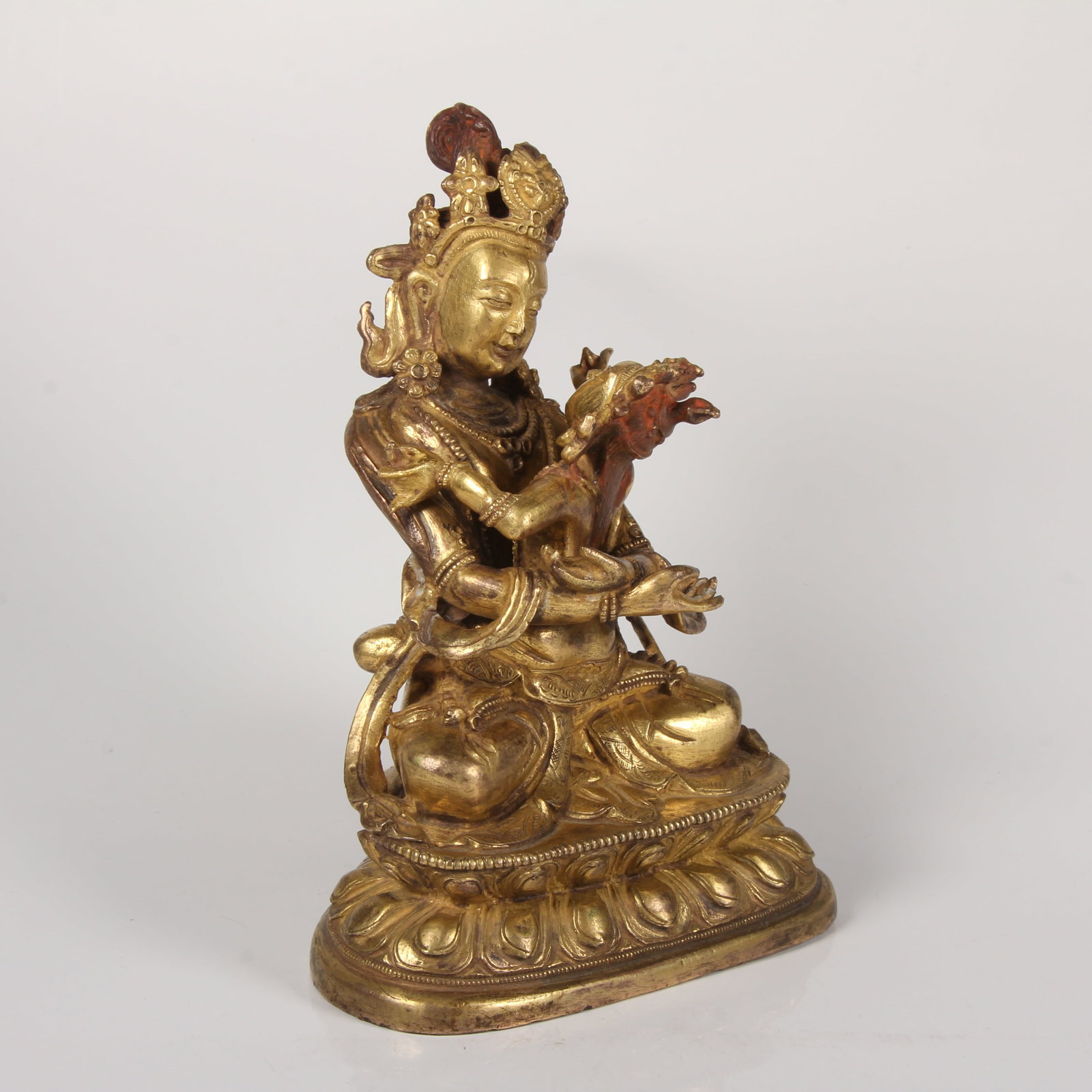 A GILT-BRONZE LAUGHING BUDDHA STATUE (1 of 12)