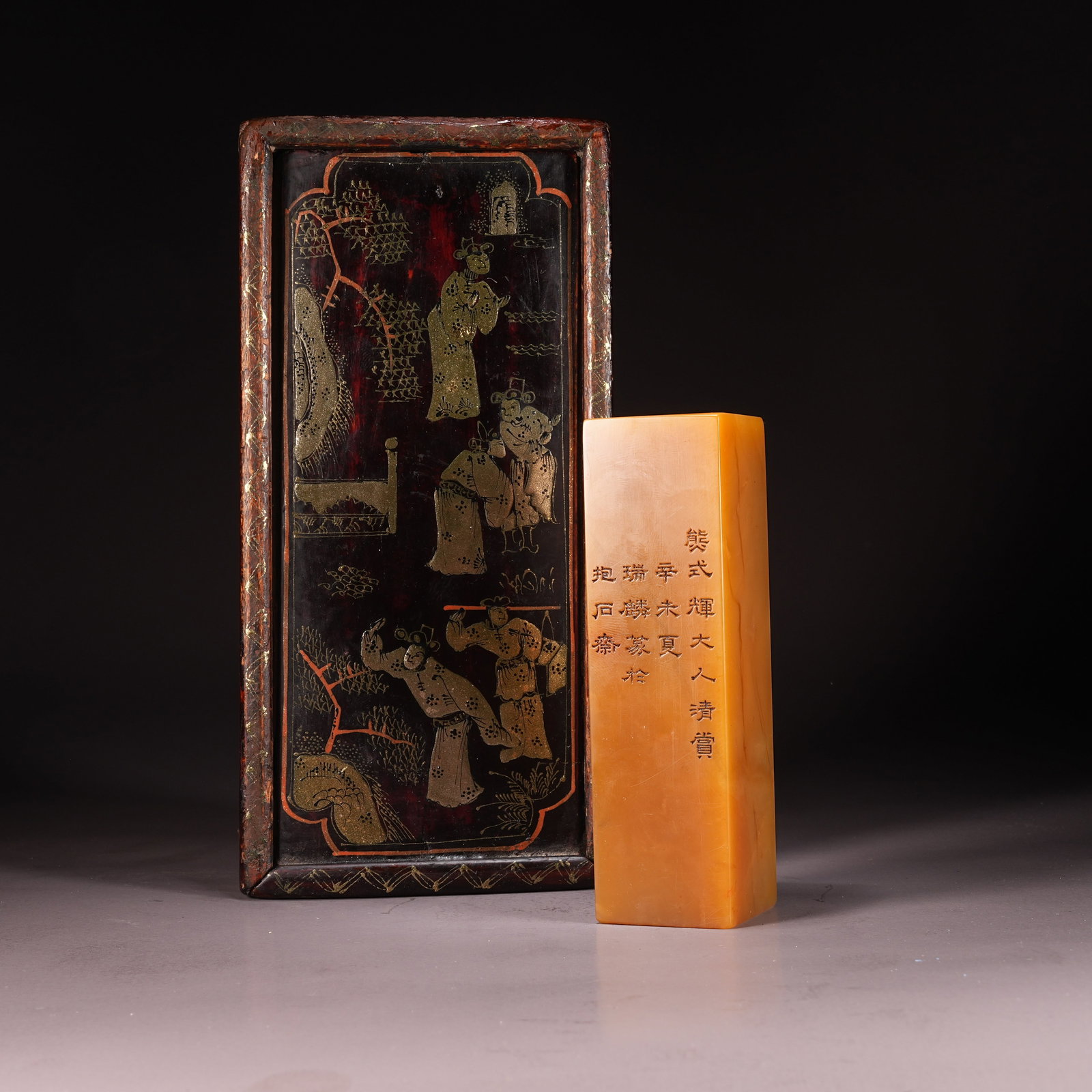 A SHOUSHAN STONE SEAL WITH MICRO-CARVED POETRY: Shoushan Stone Seal with Micro-Carved Poetry