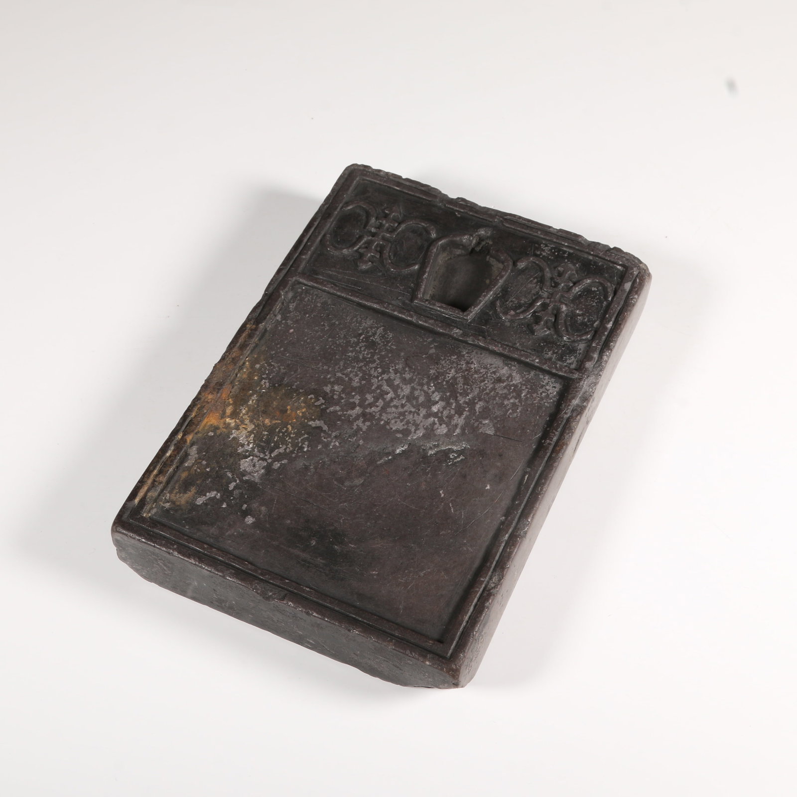 A DUANSHI STONE INKSTONE WITH "SHOU" (LONGEVITY) CHARACTER MOTIF (1 of 14)