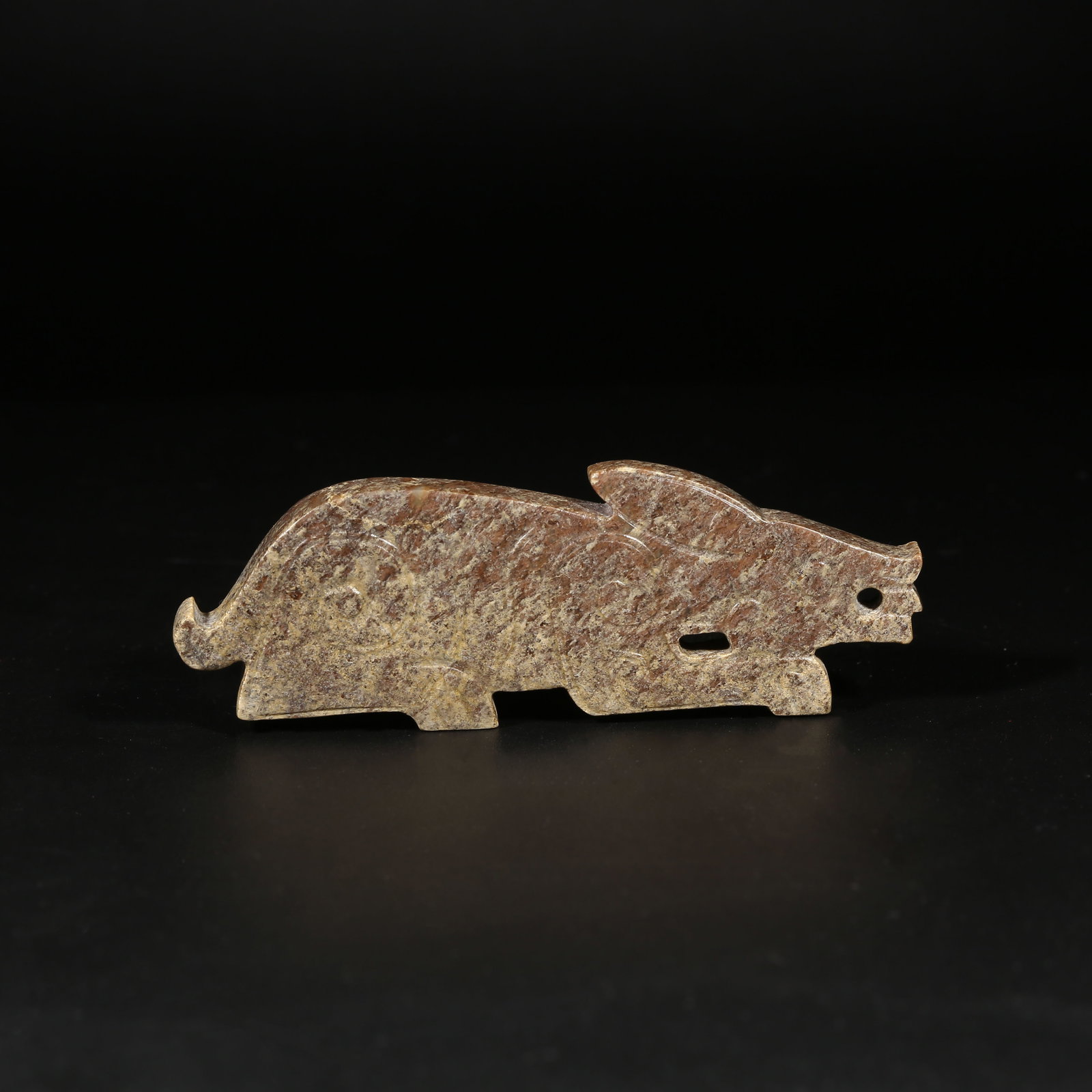 A ARCHAIC JADE AUSPICIOUS BEAST PENDANT (1 of 8)