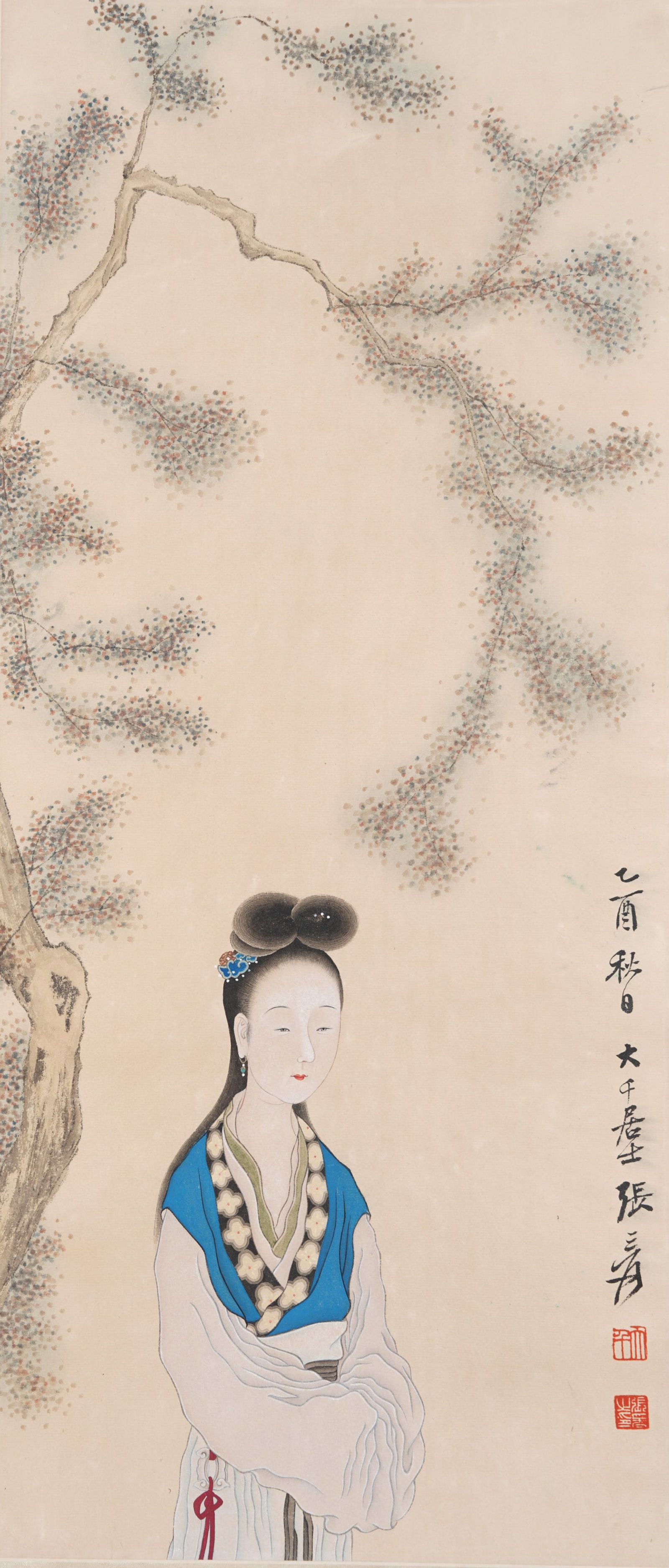 A SCHOLAR FIGURE PAINTING ON PAPER BY ZHANG DAQIAN.張大千: Scholar Figure Painting on Paper by Zhang Daqian.張大千