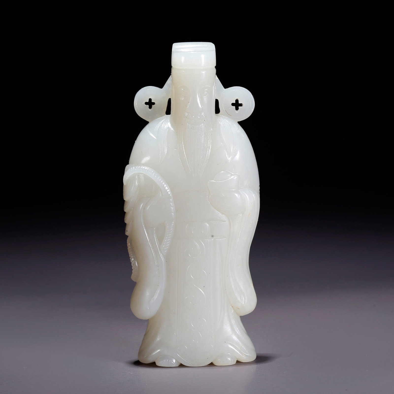 A HETIAN JADE CAISHEN (GOD OF WEALTH) FIGURINE (1 of 9)